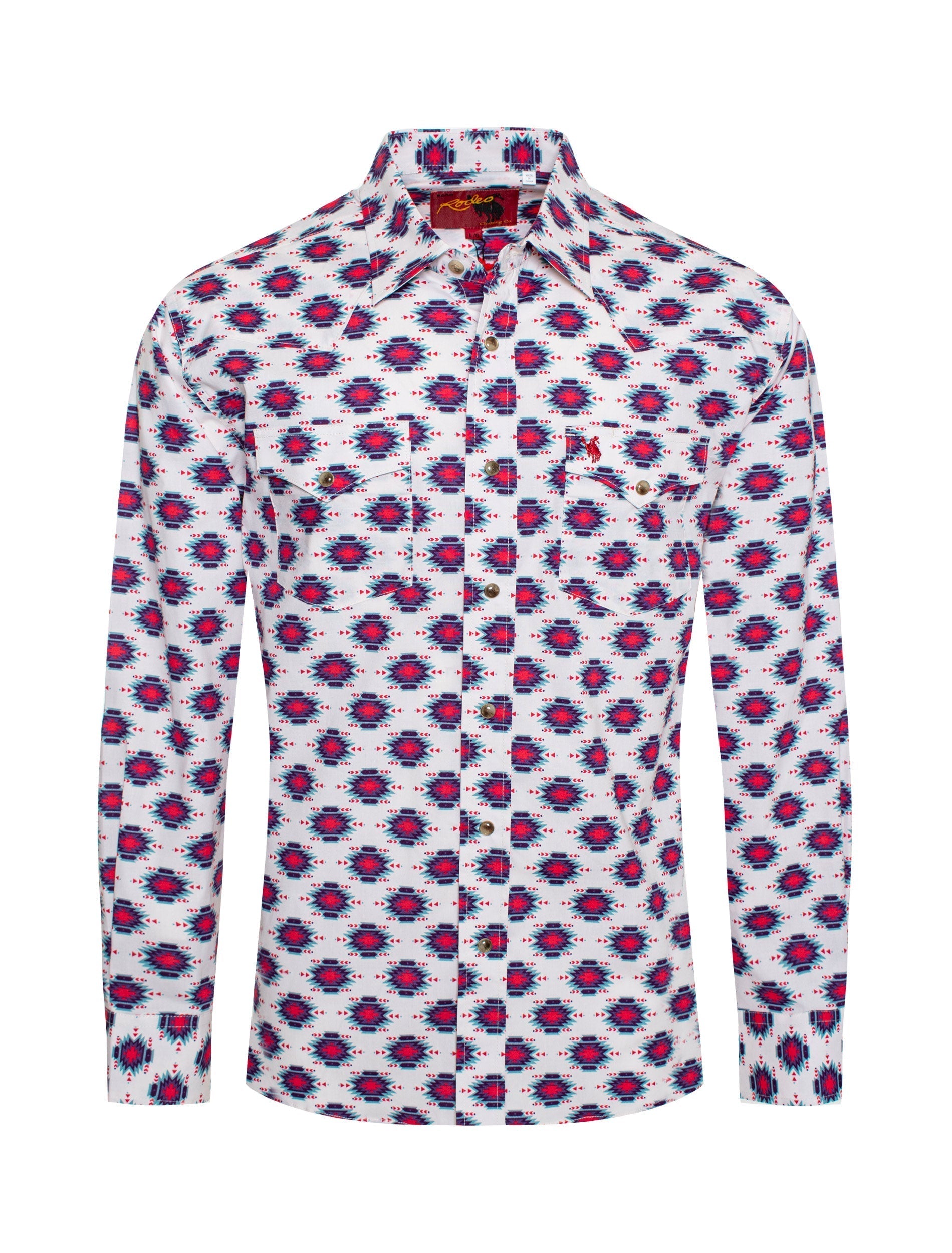 Men's Western Pearl Snap Aztec Print Shirt  - PS100L-183