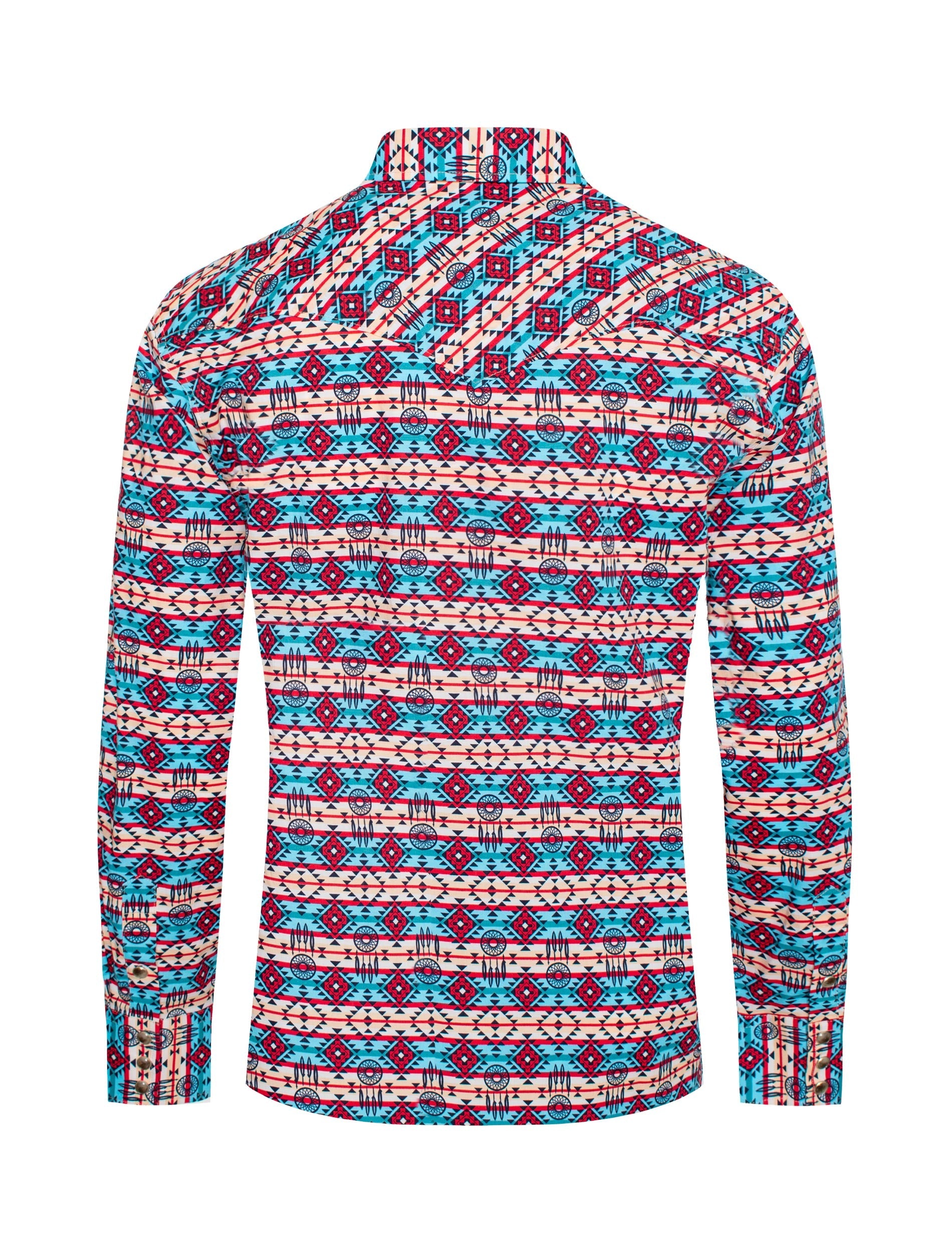 Men's Western Pearl Snap Aztec Print Shirt - PS100L-184