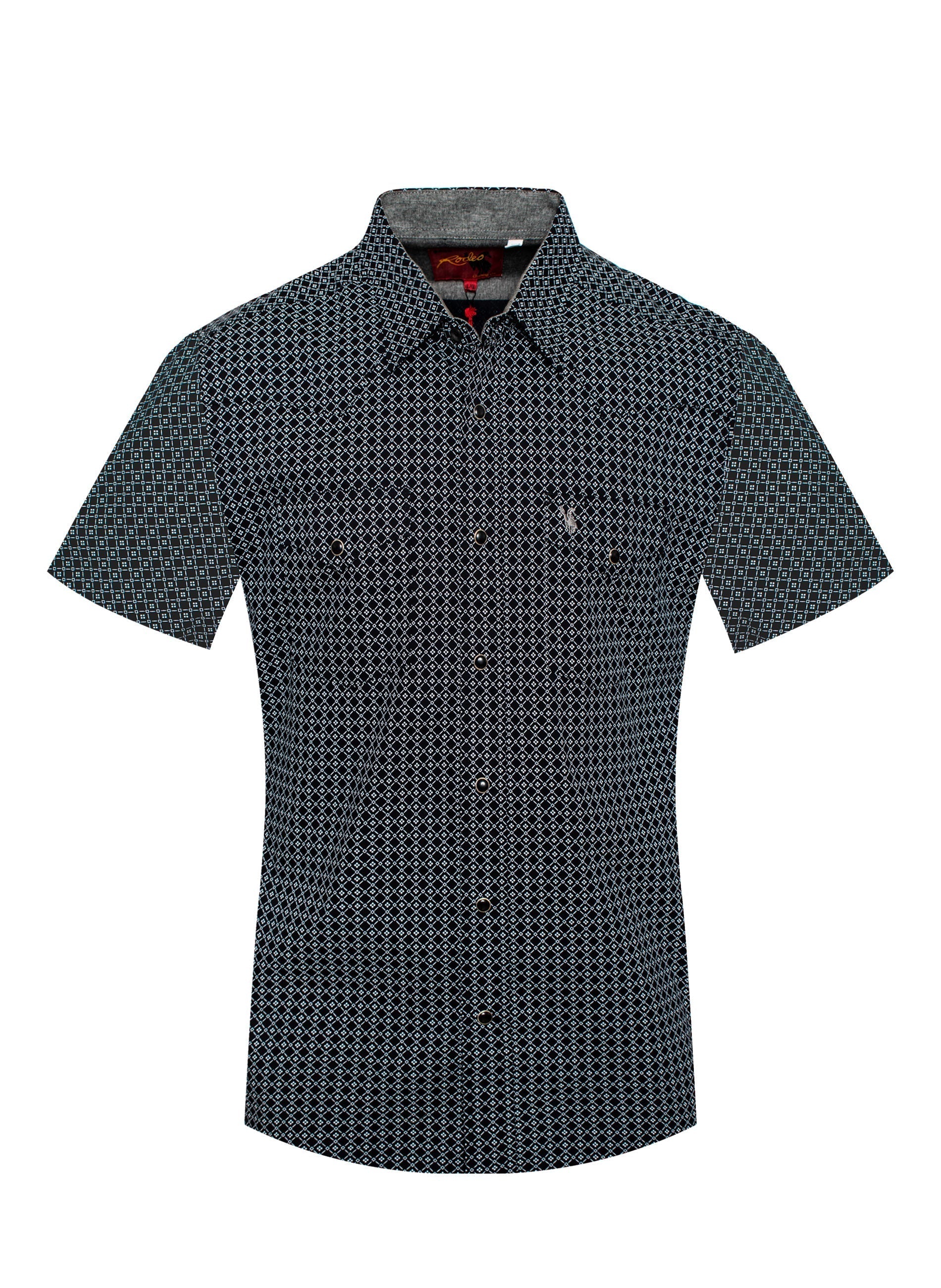 Men's Short Sleeve Pearl Snap Print Shirt -PS100S-141