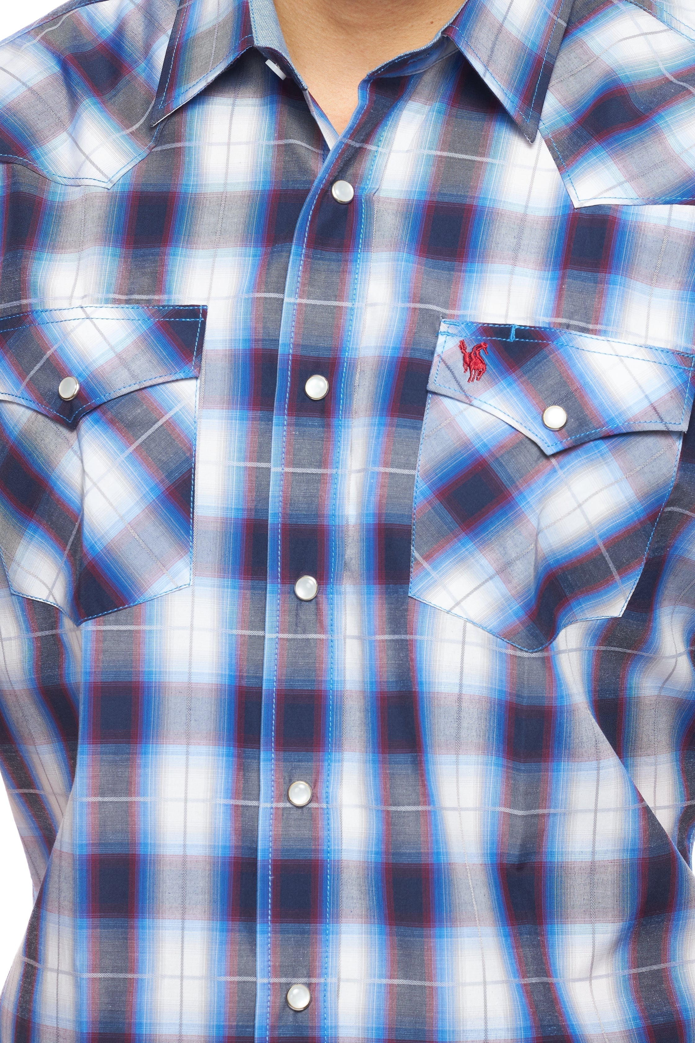 Men's Western Short Sleeve Pearl Snaps Plaid Shirt -PS400S-470