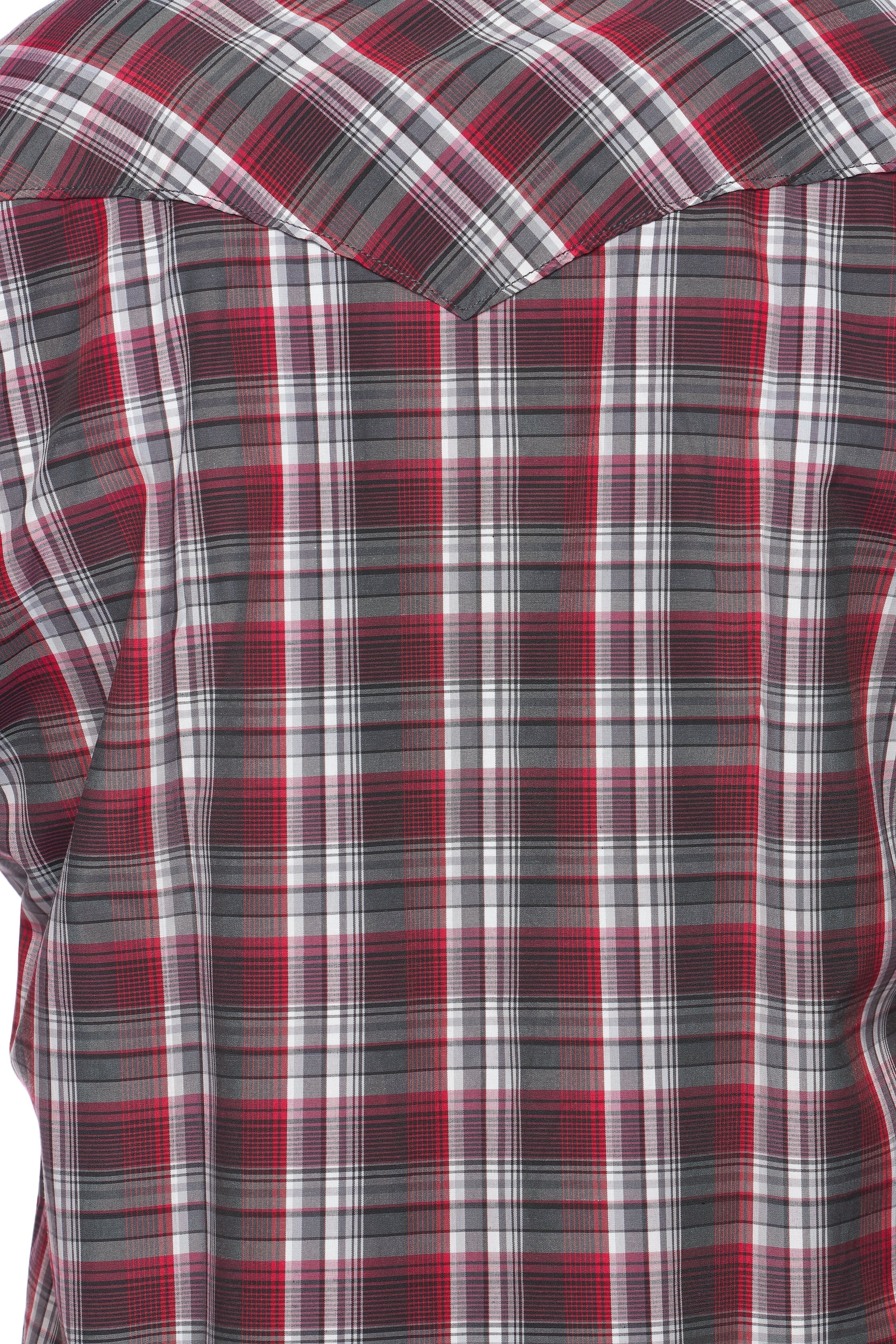 Men's Western Short Sleeve Pearl Snaps Plaid Shirt -PS400S-477