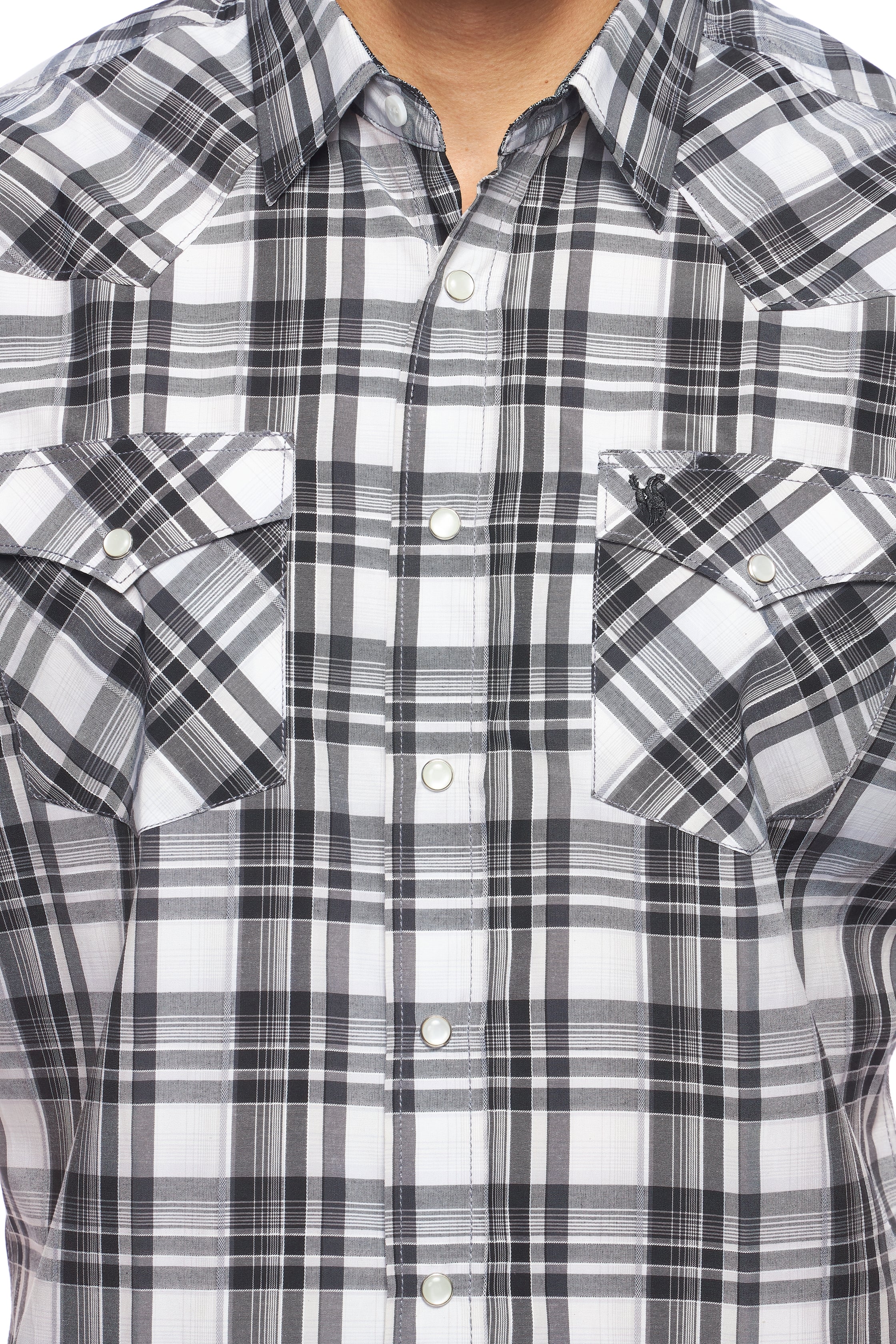 Men's Western Short Sleeve Pearl Snaps Plaid Shirt -PS400S-472