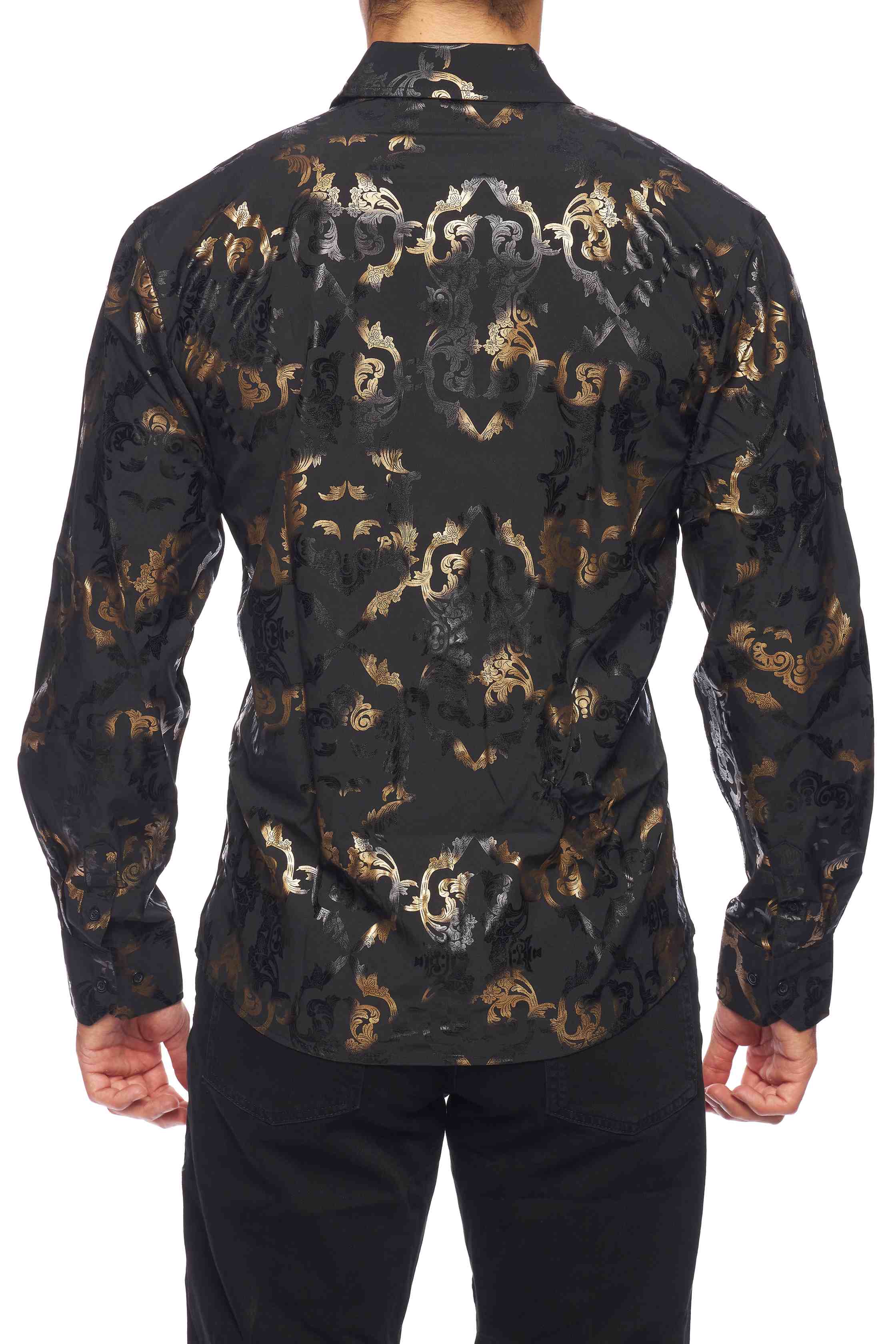 Mens Luxury Brand Printed Silk Like Shirts-HLS2002L-518