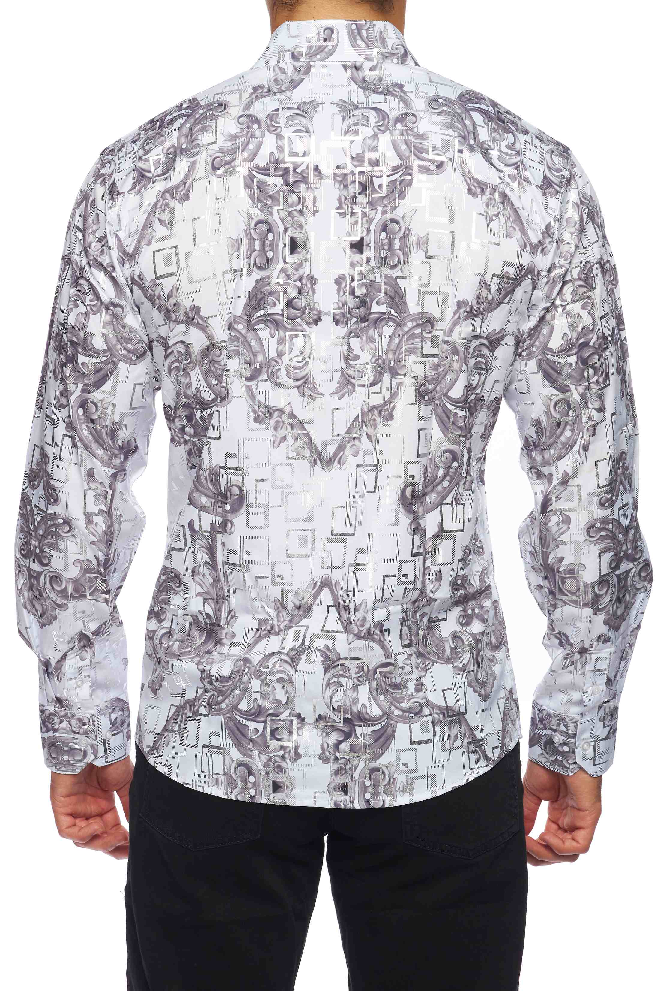 Mens Luxury Brand Printed Silk Like Shirts-HLS2002L-516