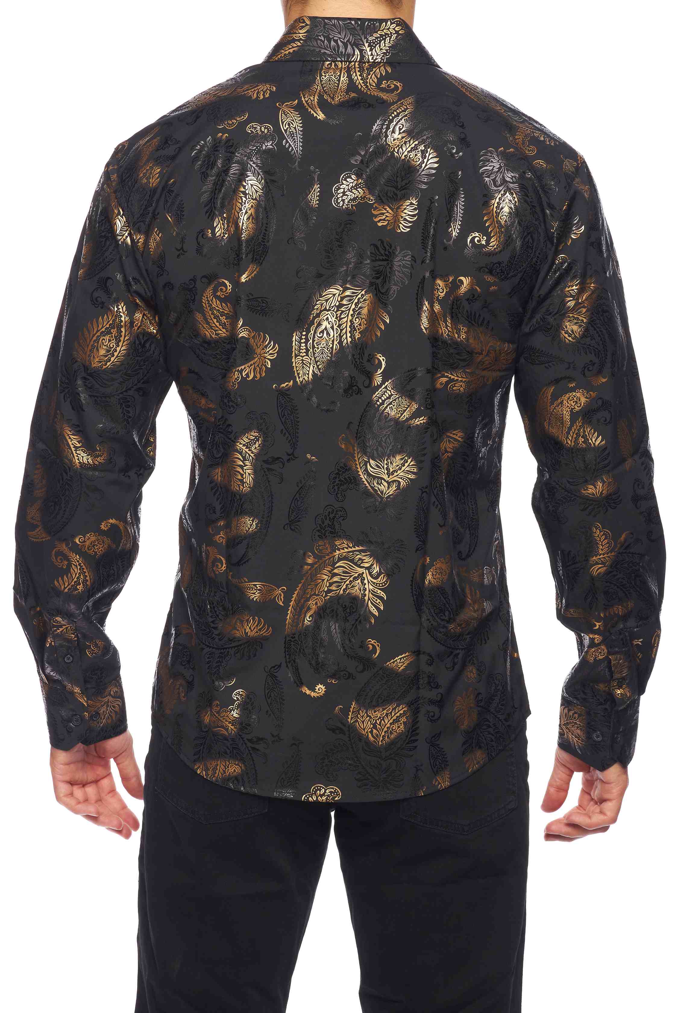 Mens Luxury Brand Printed Silk Like Shirts-HLS2002L-527