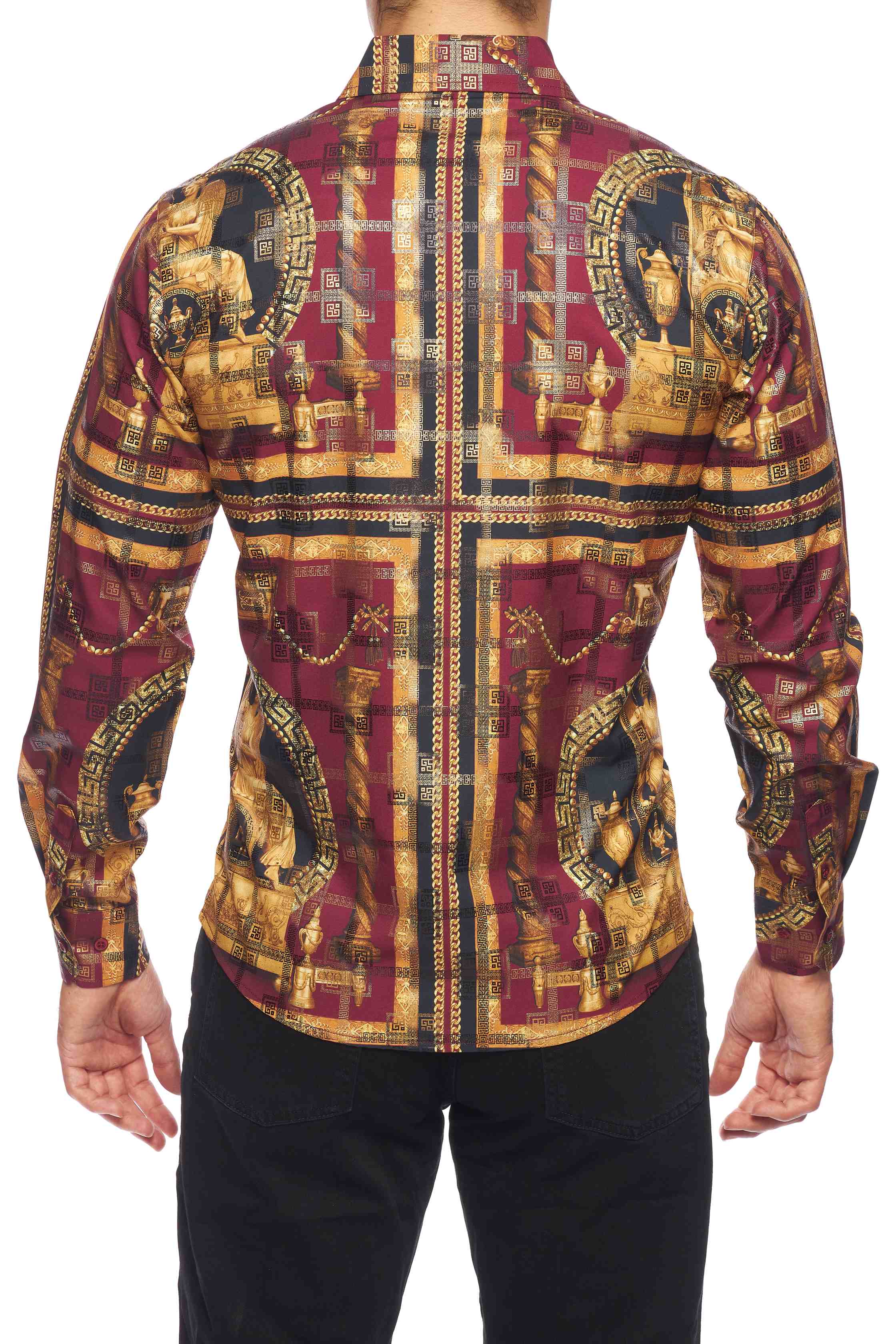 Mens Luxury Brand Printed Silk Like Shirts-HLS2002L-529