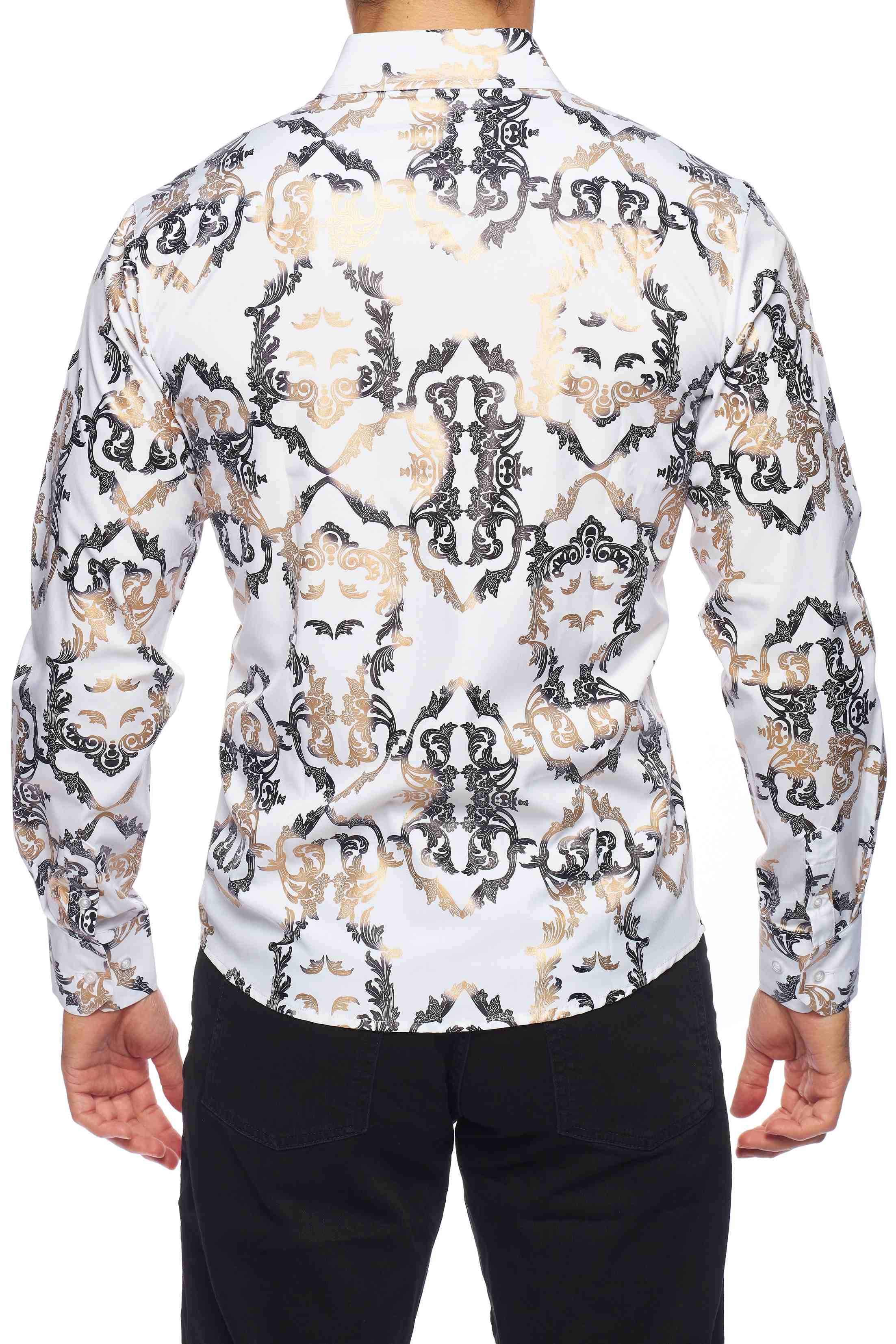 Mens Luxury Brand Printed Silk Like Shirts-HLS2002L-517