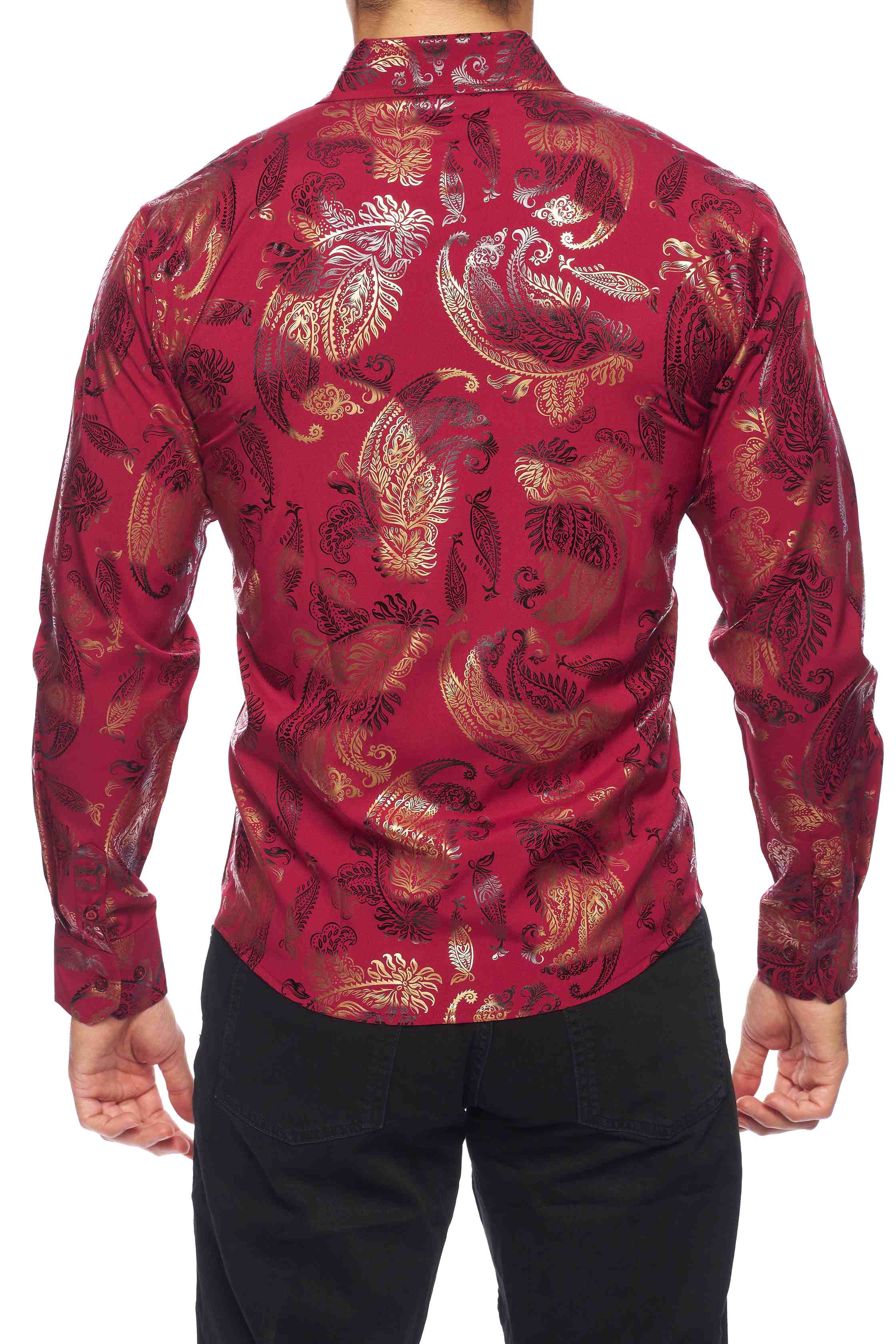 Mens Luxury Brand Printed Silk Like Shirts-HLS2002L-526