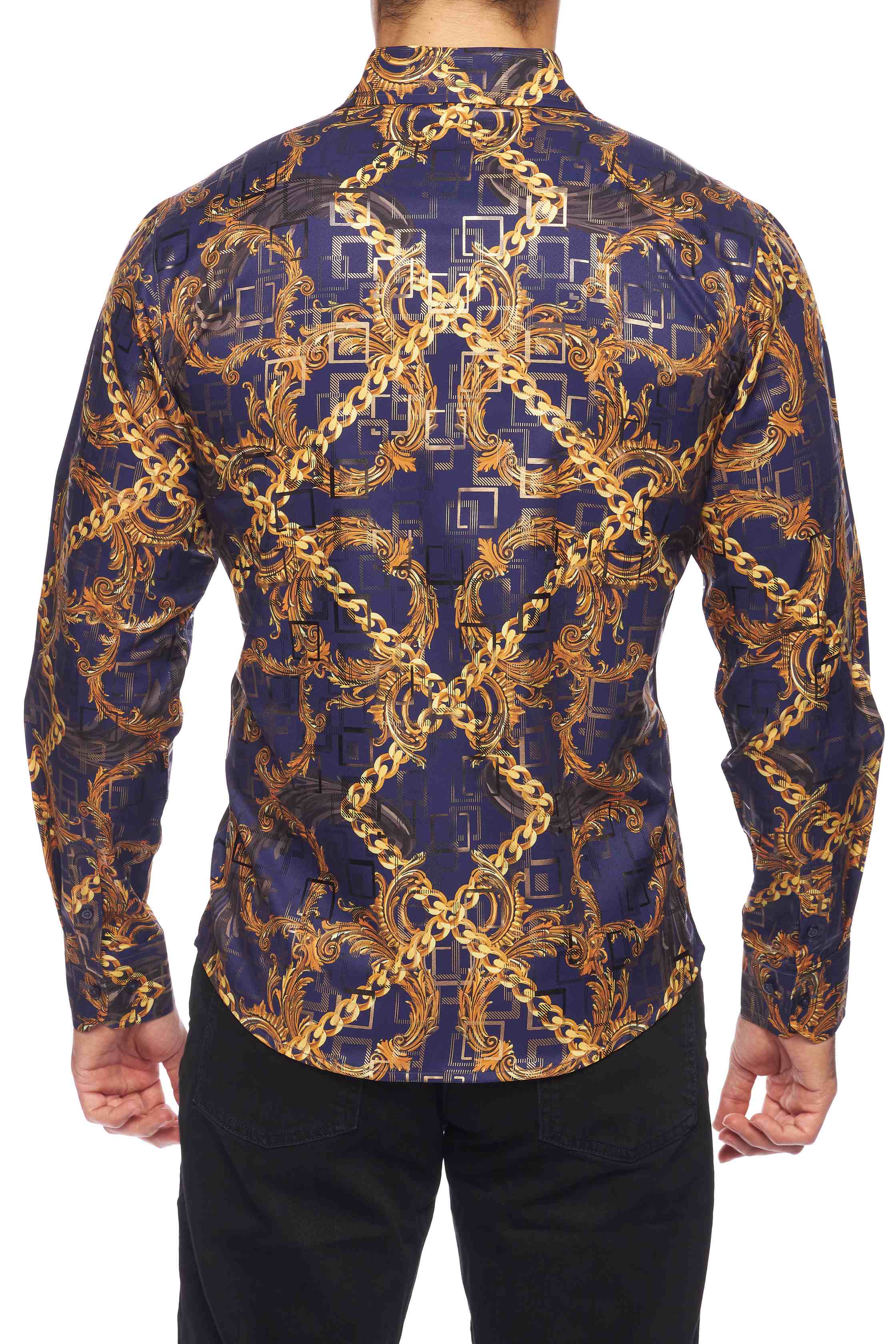 Mens Luxury Brand Printed Silk Like Shirts-HLS2002L-531