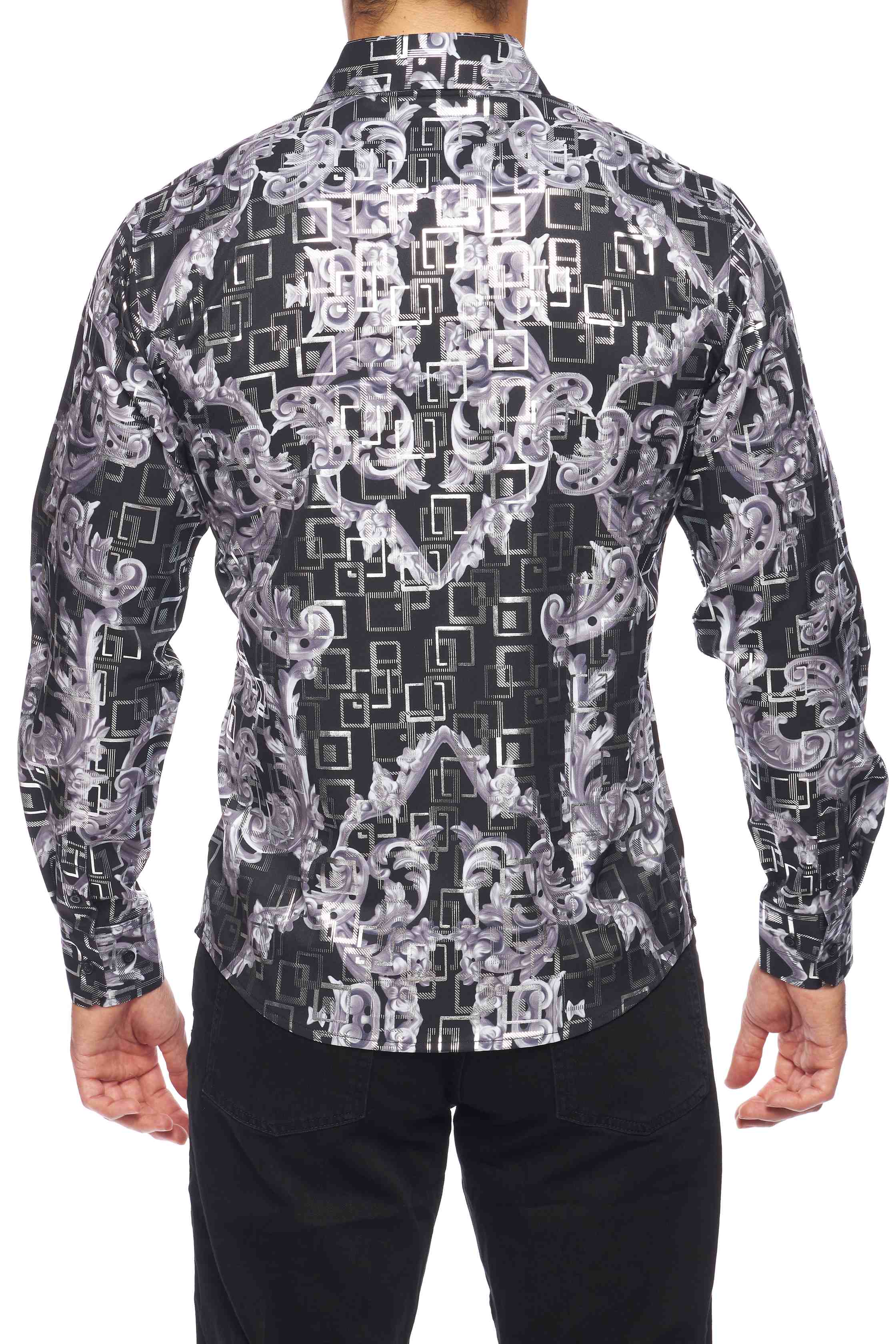 Mens Luxury Brand Printed Silk Like Shirts-HLS2002L-515