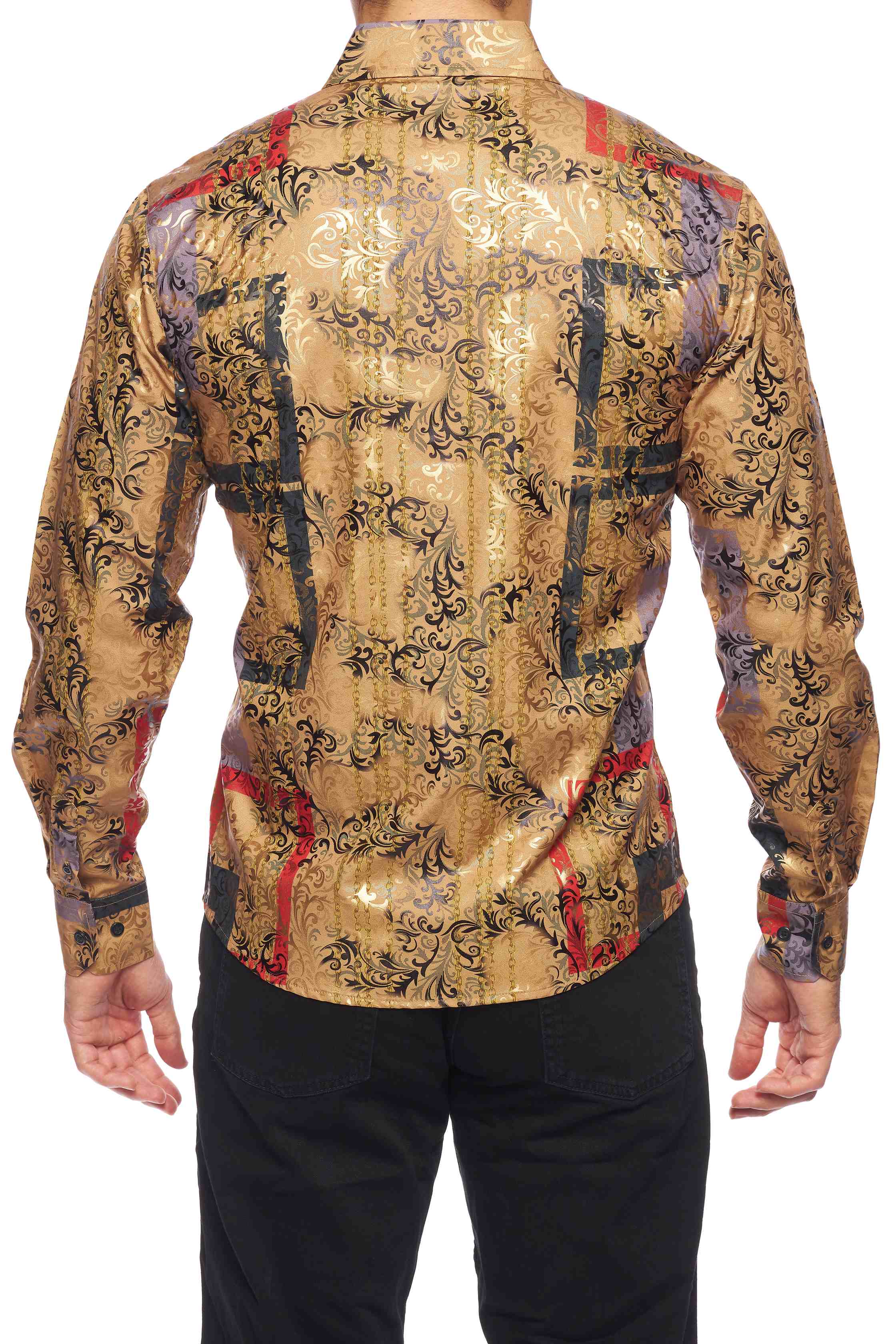 Mens Luxury Brand Printed Silk Like Shirts-HLS2002L-521