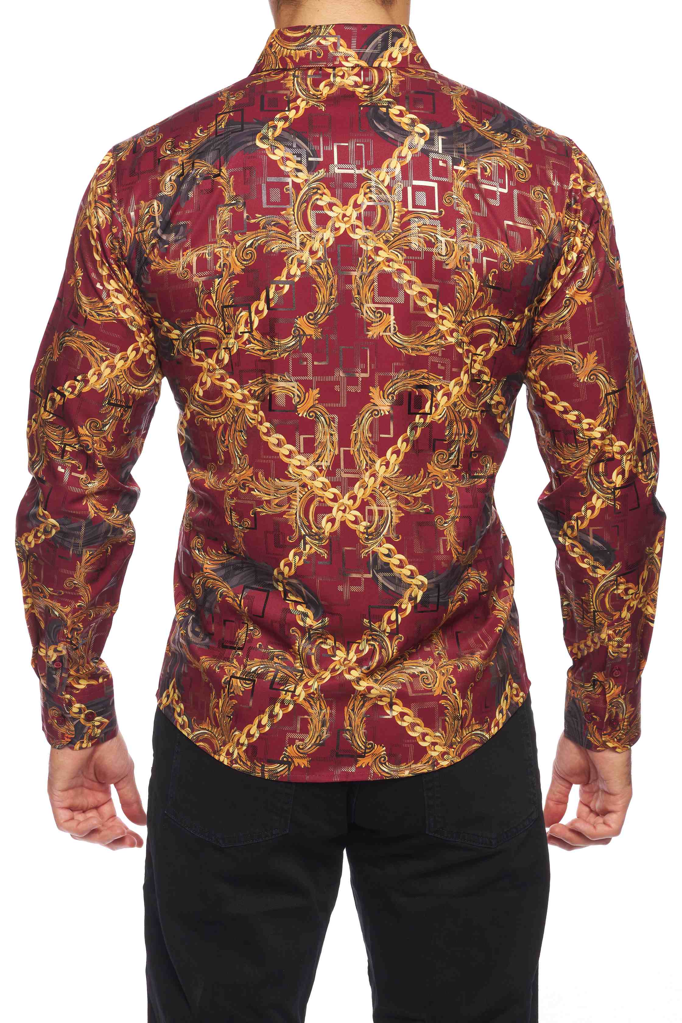 Mens Luxury Brand Printed Silk Like Shirts-HLS2002L-532