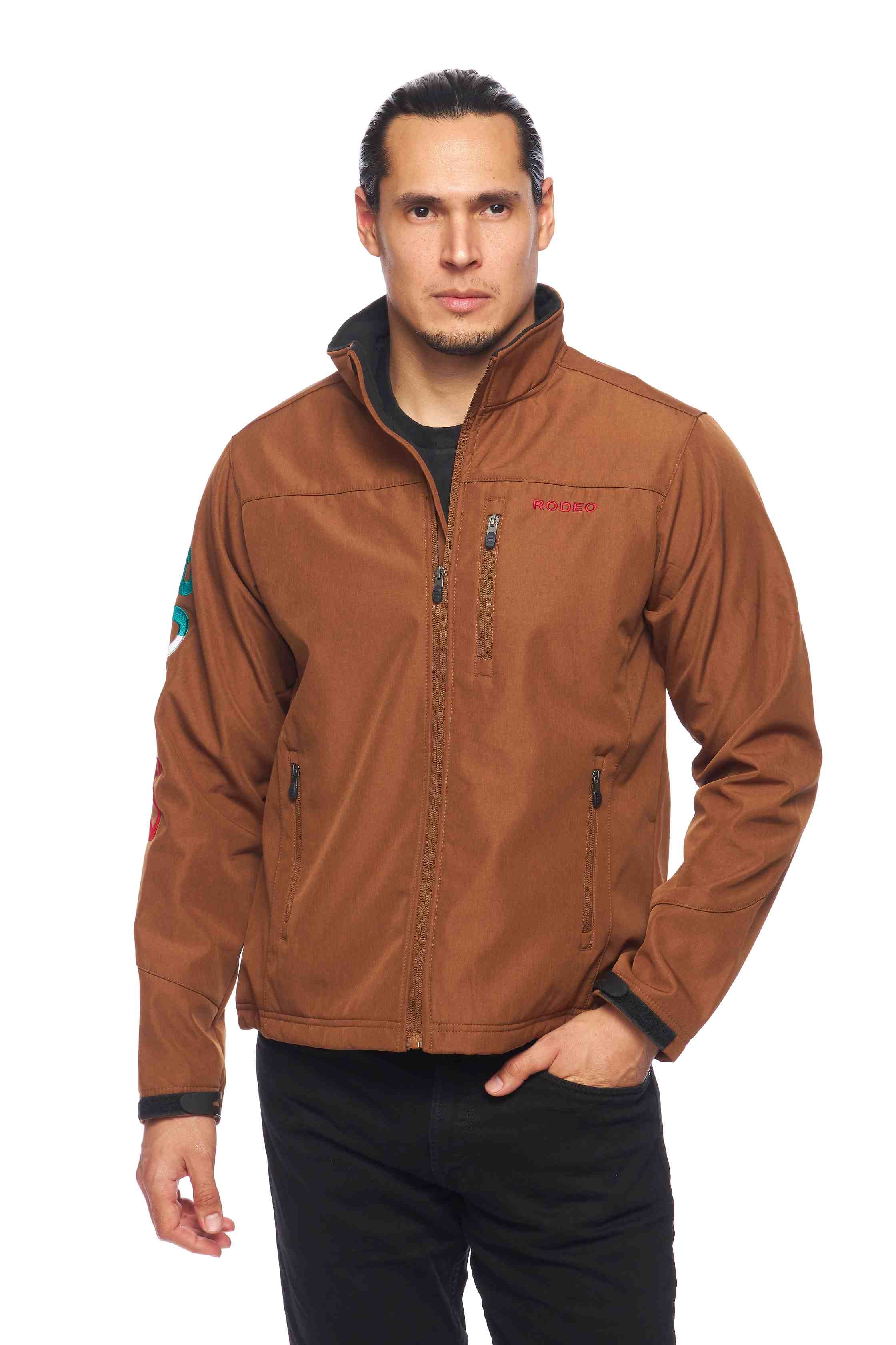 Men's Soft Shell Bonded Jacket -NJ650-EMB-MEX- COGNAC