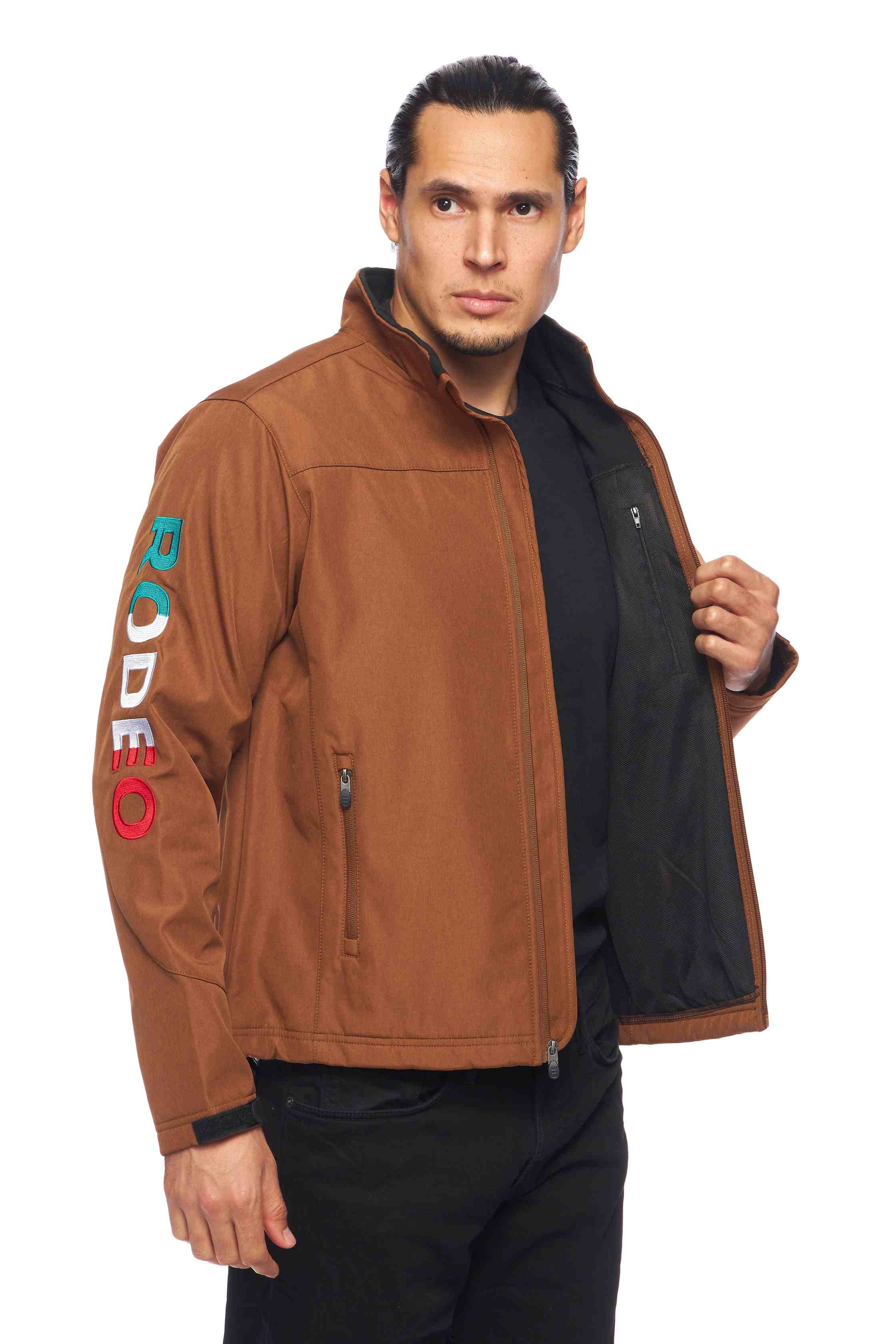 Men's Soft Shell Bonded Jacket -NJ650-EMB-MEX- COGNAC