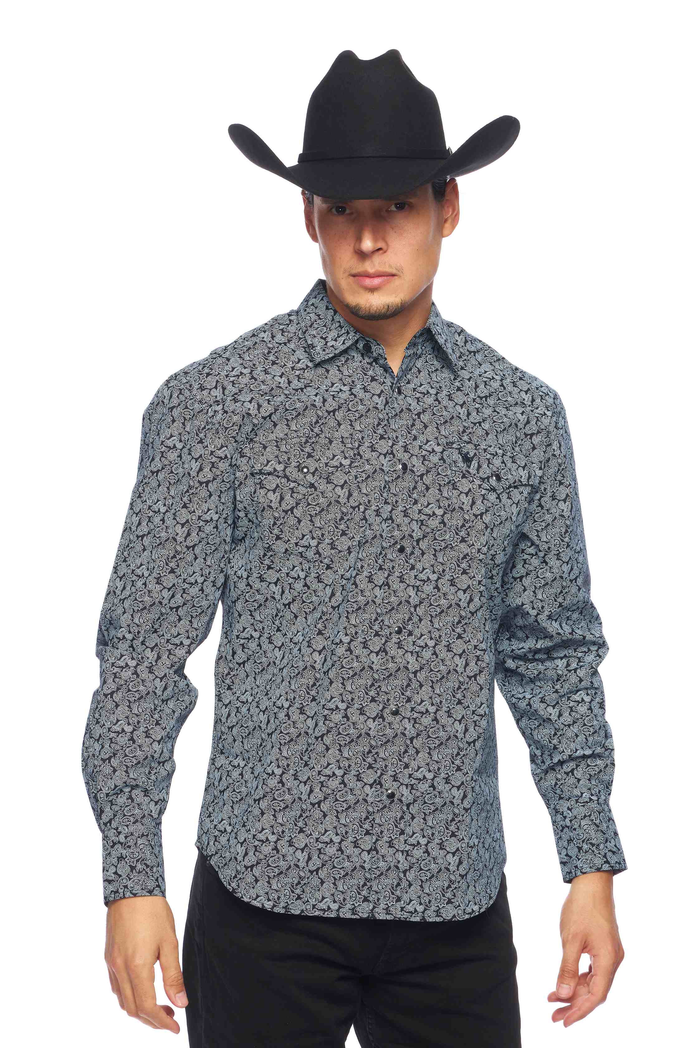 Men's Western Pearl Snap Print Shirt - PS100L-170