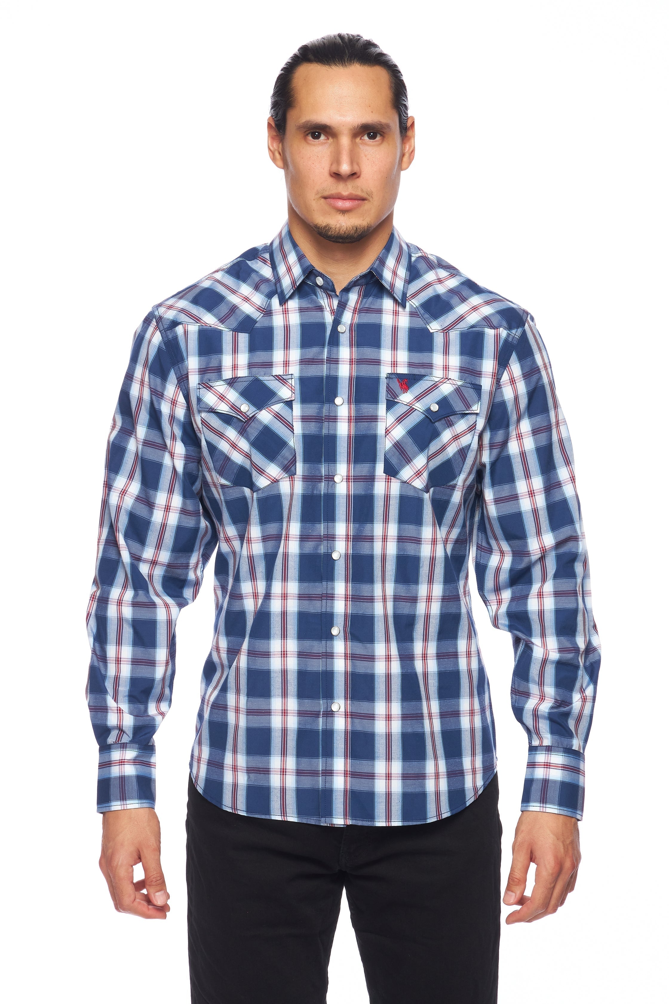 Men's Western Long Sleeve Pearl Snap Plaid Shirt - PS400-403