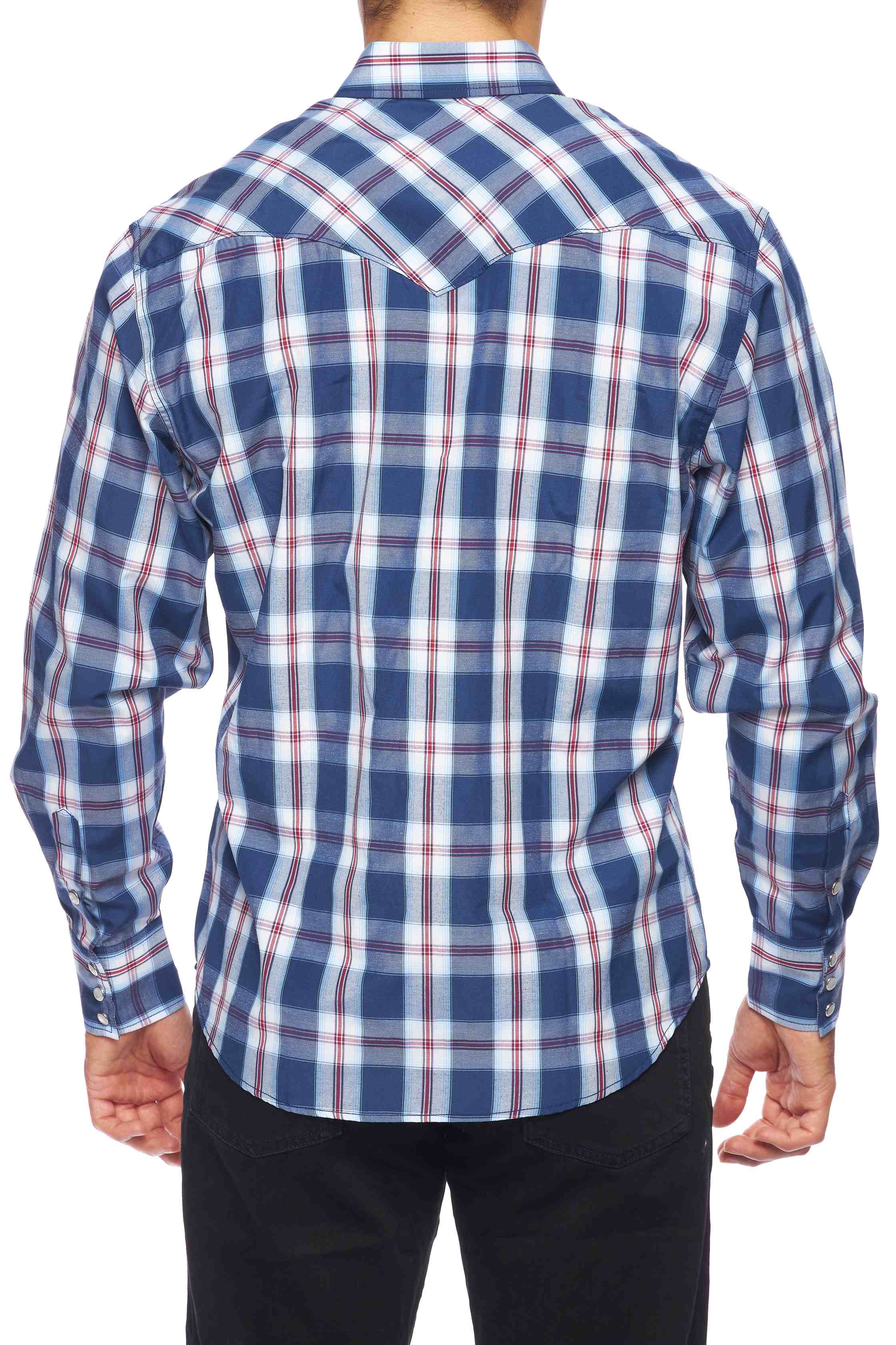 Men's Western Long Sleeve Pearl Snap Plaid Shirt - PS400-403