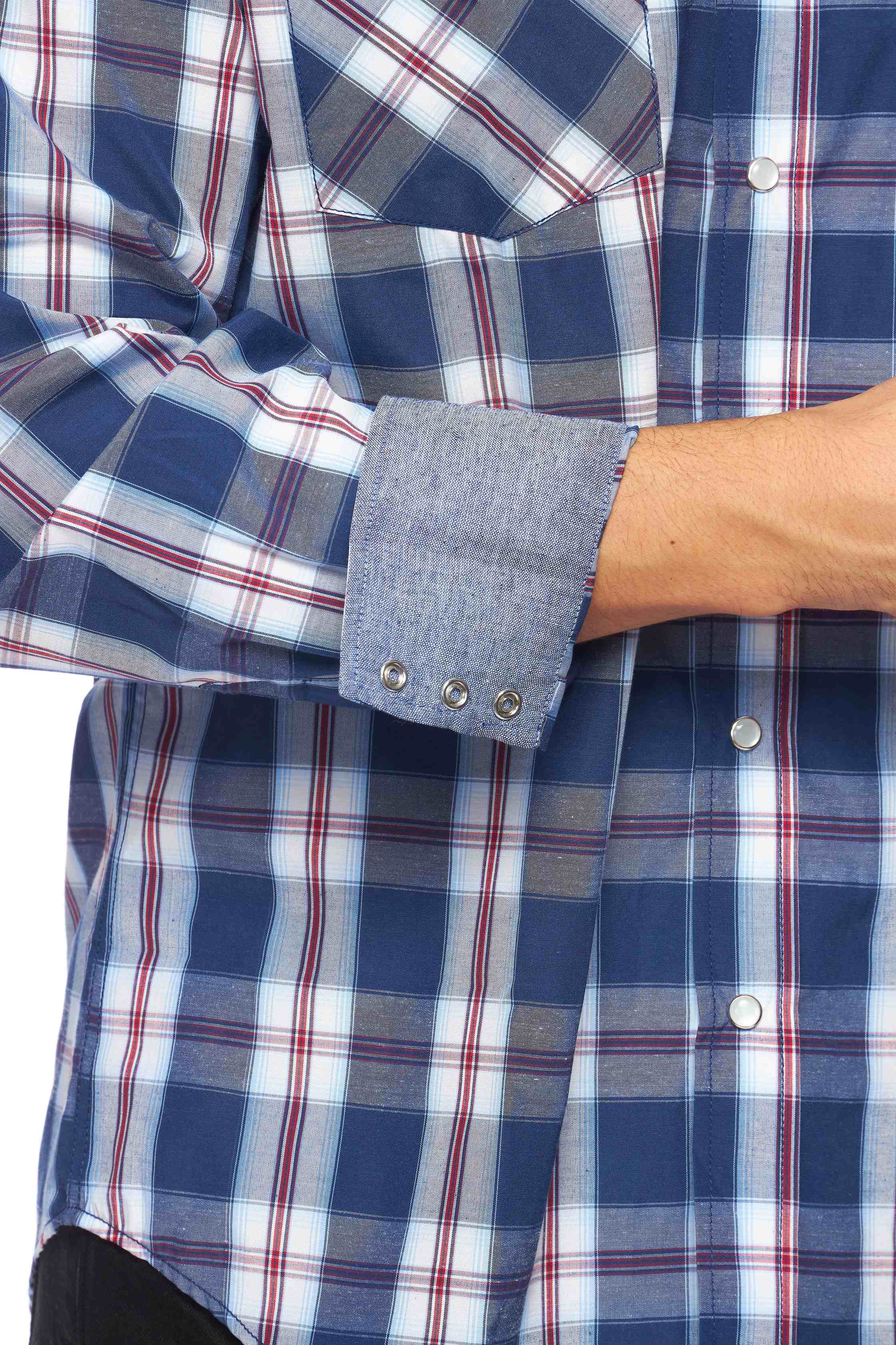 Men's Western Long Sleeve Pearl Snap Plaid Shirt - PS400-403