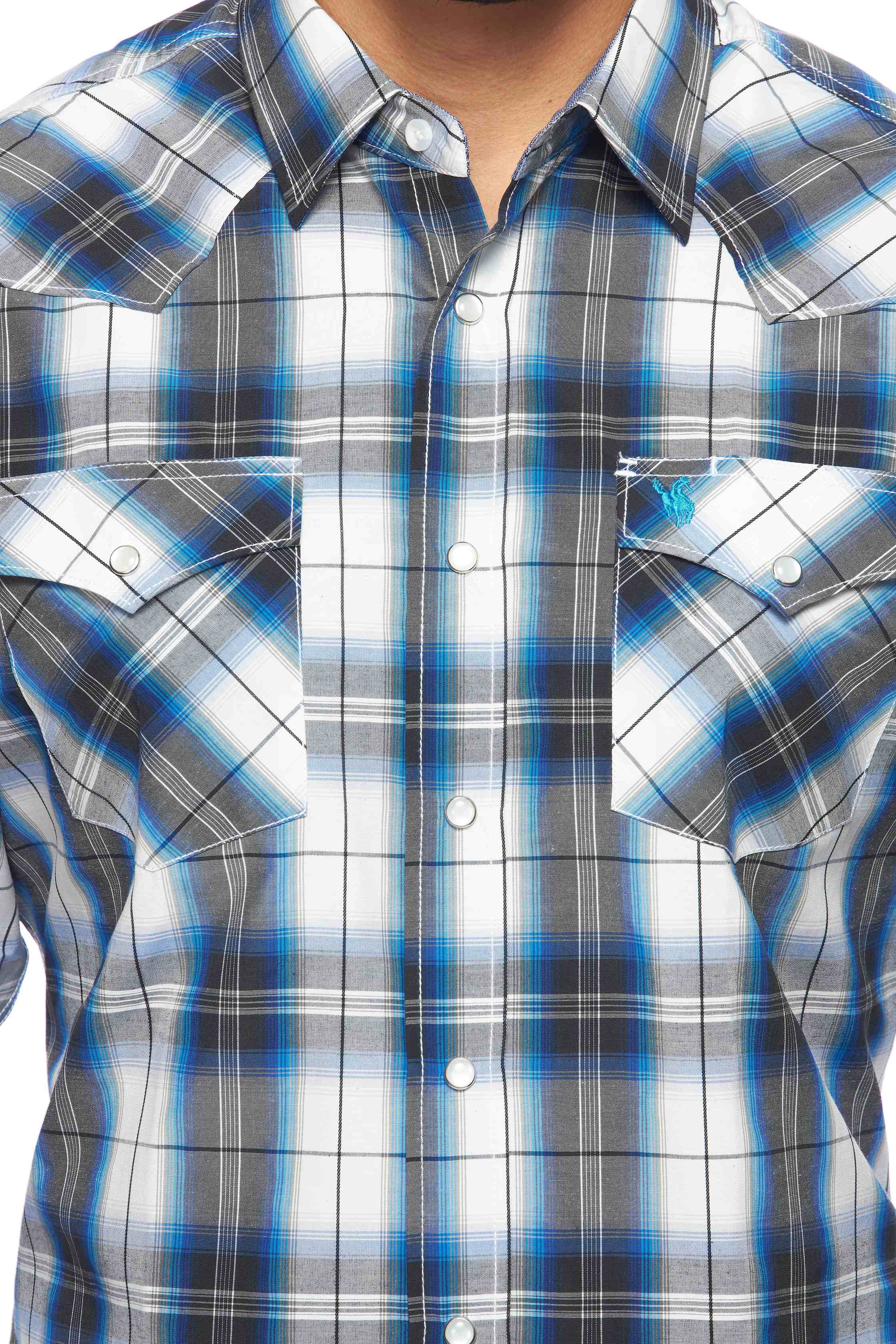 Men's Western Long Sleeve Pearl Snap Plaid Shirt -PS400-471