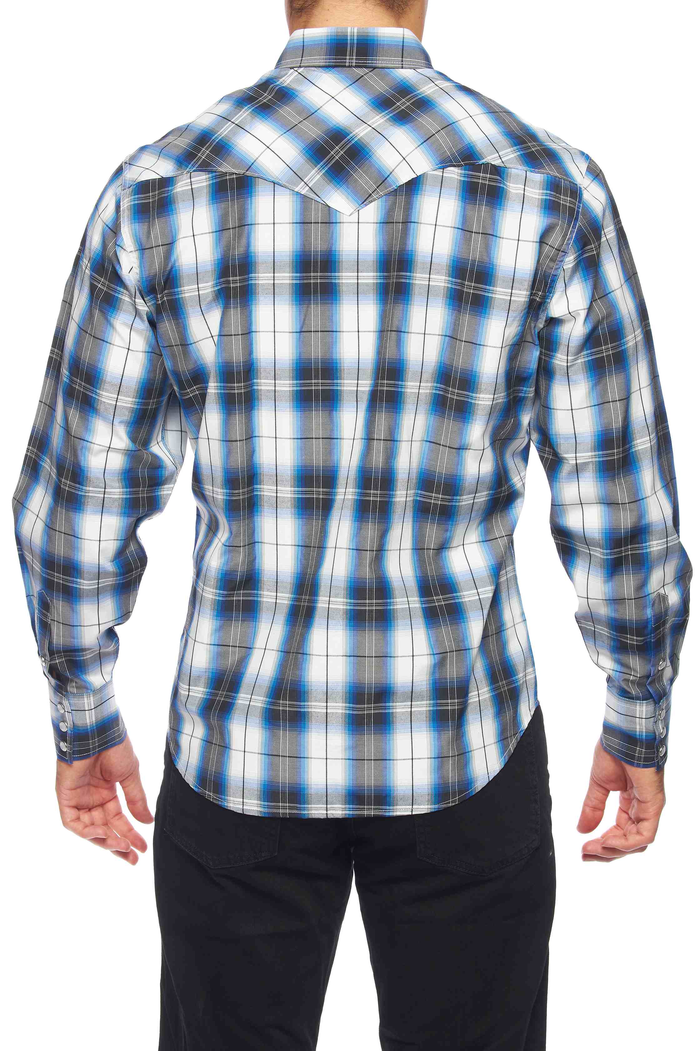 Men's Western Long Sleeve Pearl Snap Plaid Shirt -PS400-471