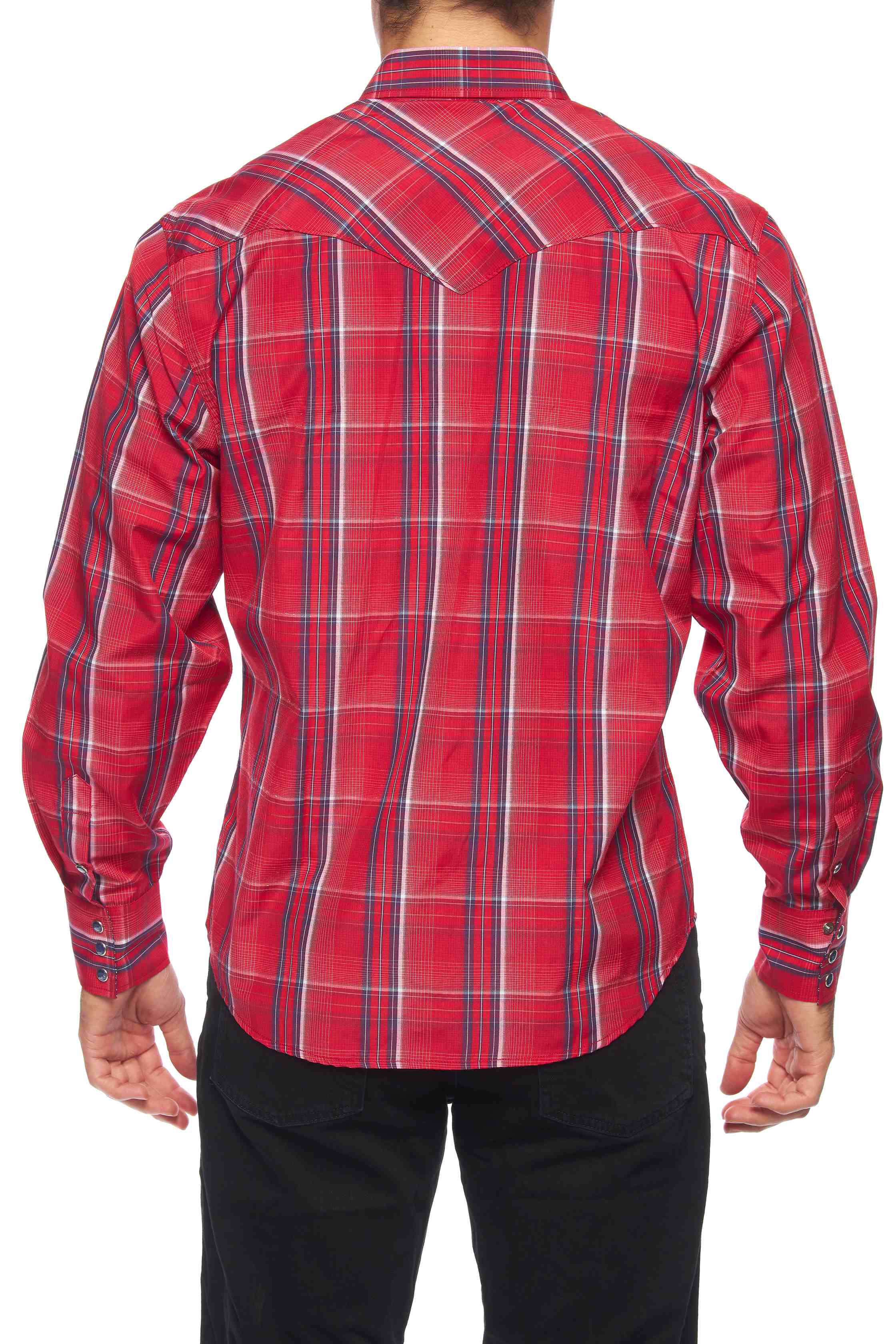 Men's Western Long Sleeve Pearl Snap Plaid Shirt - PS400-407