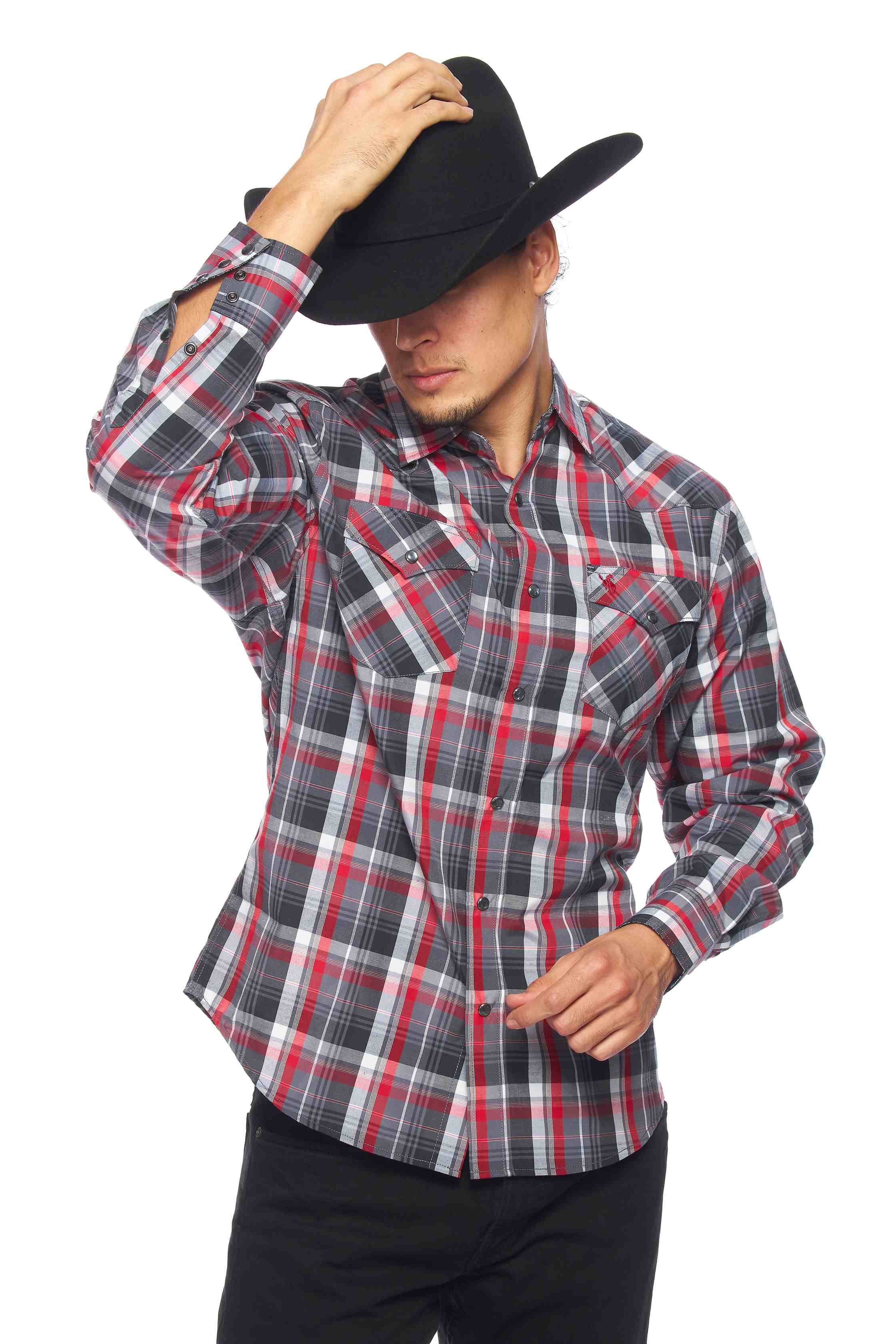 Men's Western Long Sleeve Pearl Snap Plaid Shirt - PS400-402