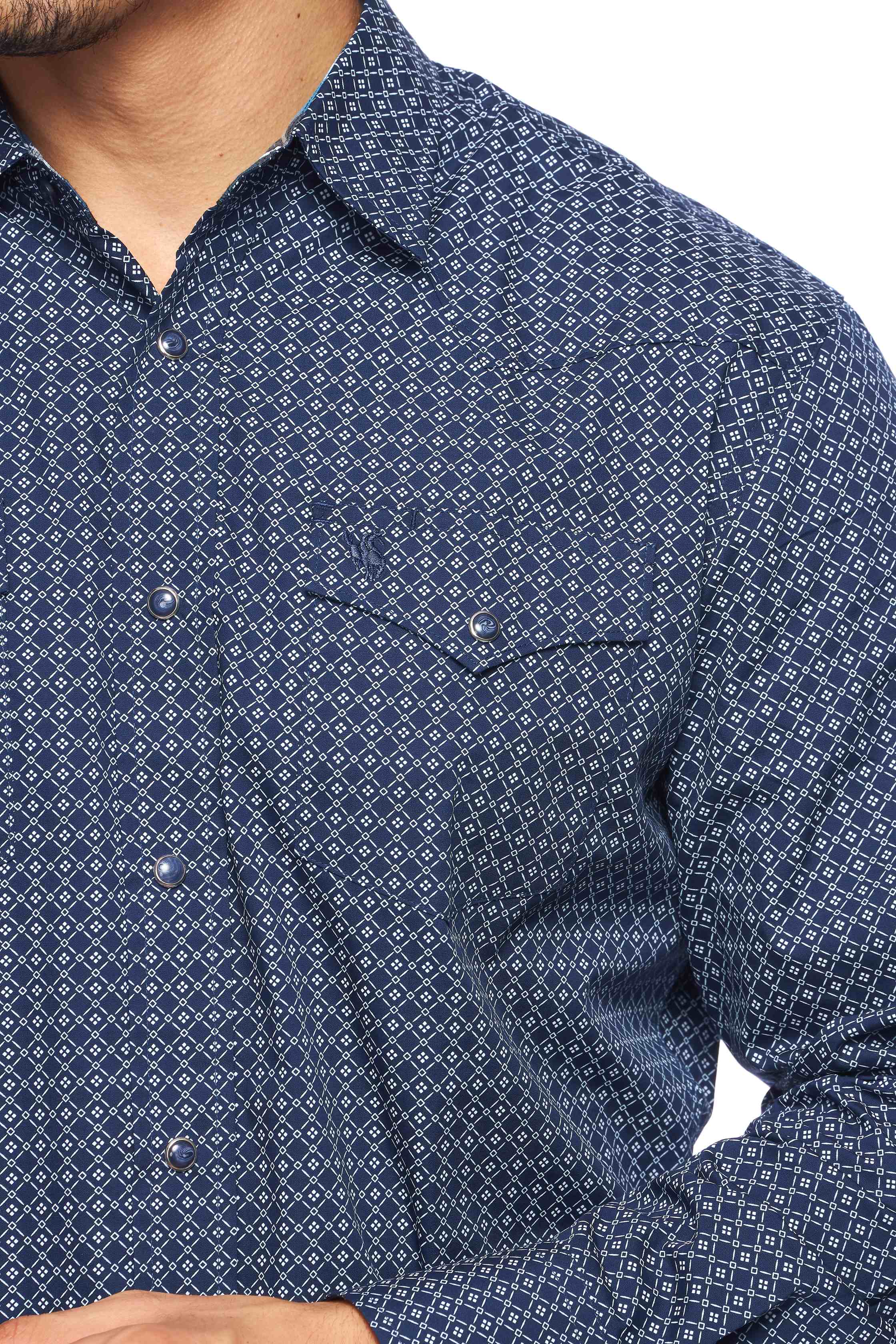 Men's Western Pearl Snap Print Shirt - PS100L-160