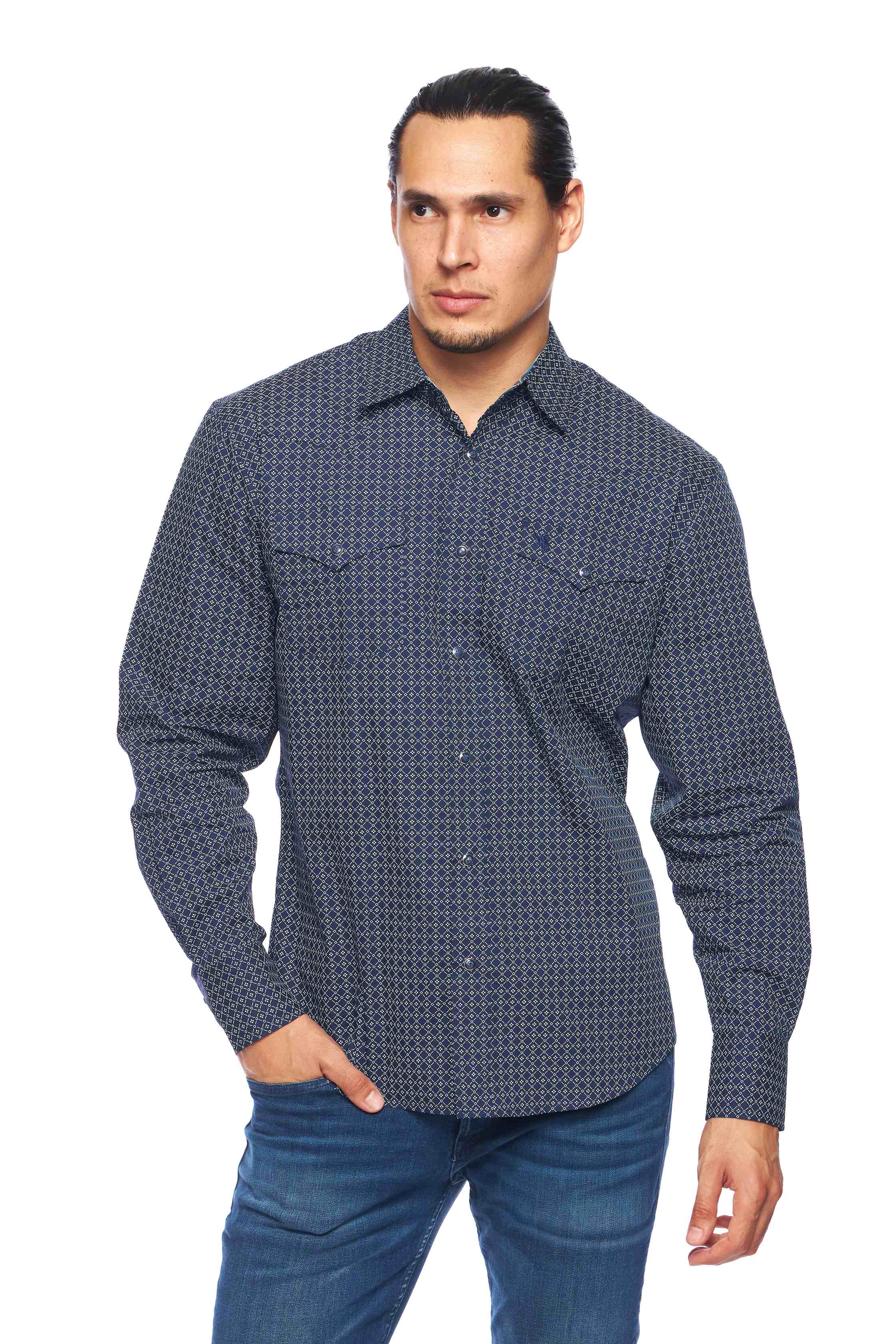 Men's Western Pearl Snap Print Shirt - PS100L-160