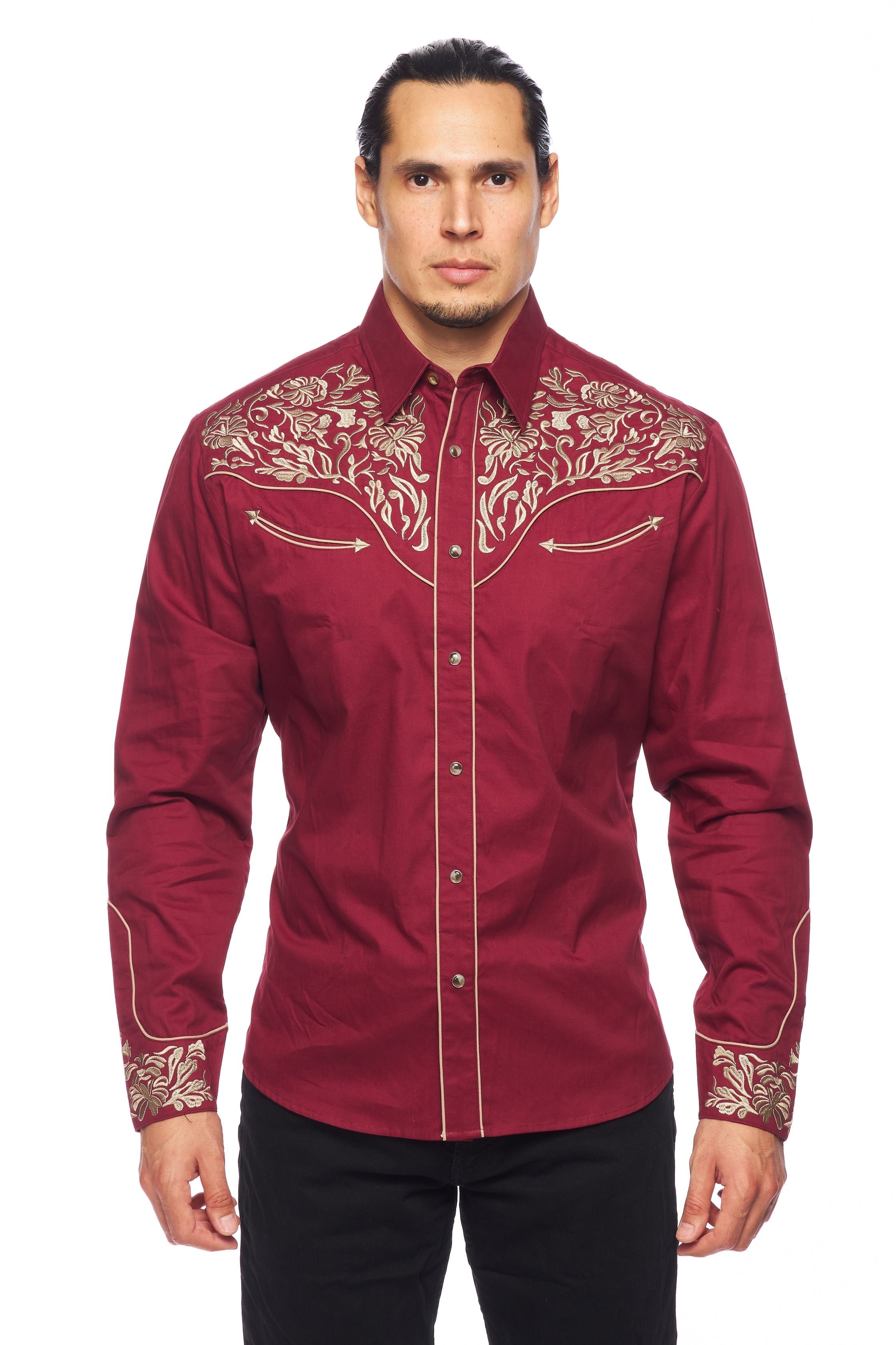 Men's Western Cowboy Embroidery Shirt -PS500L-563