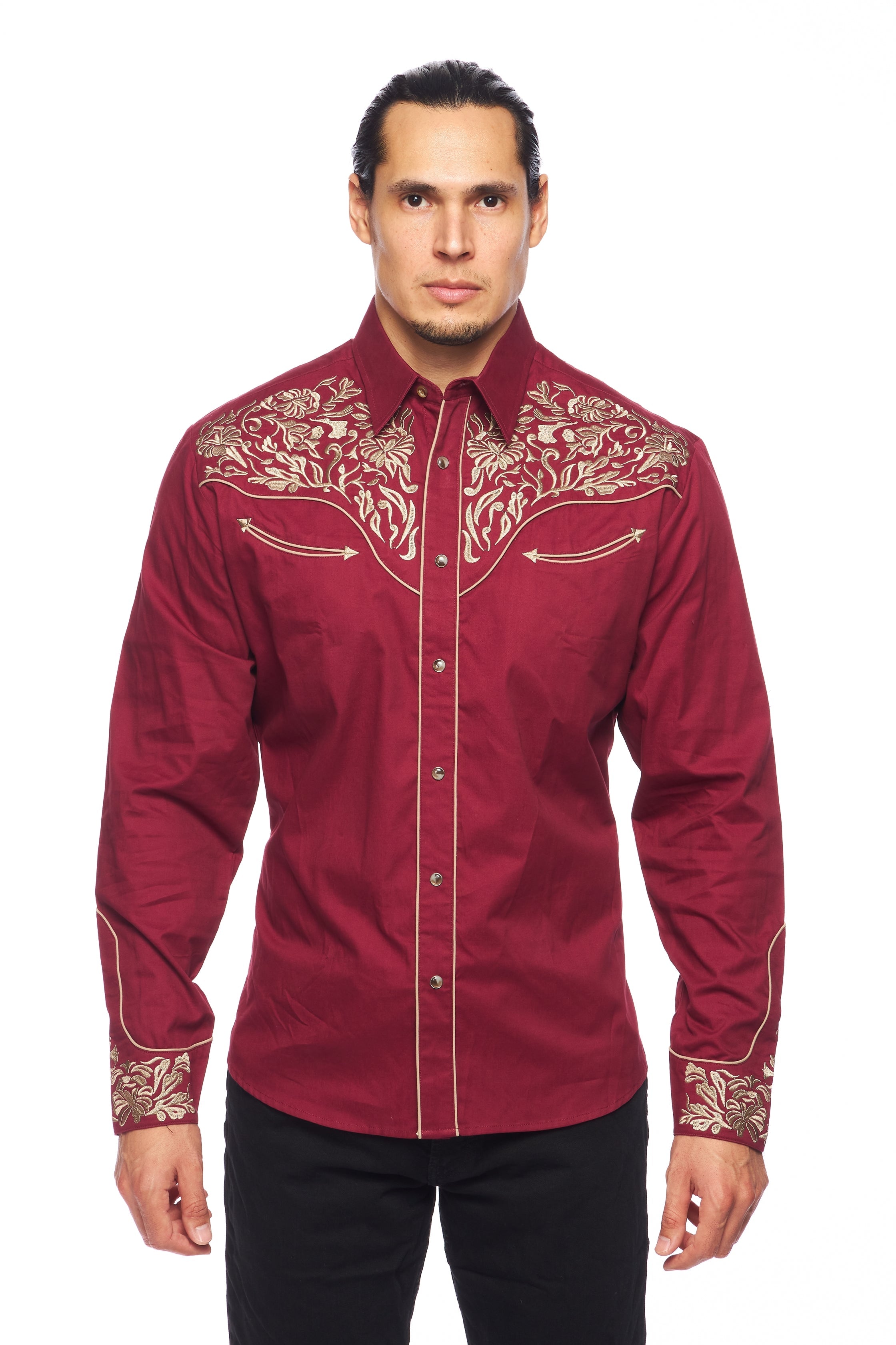 Men's Western Cowboy Embroidery Shirt -PS500L-563