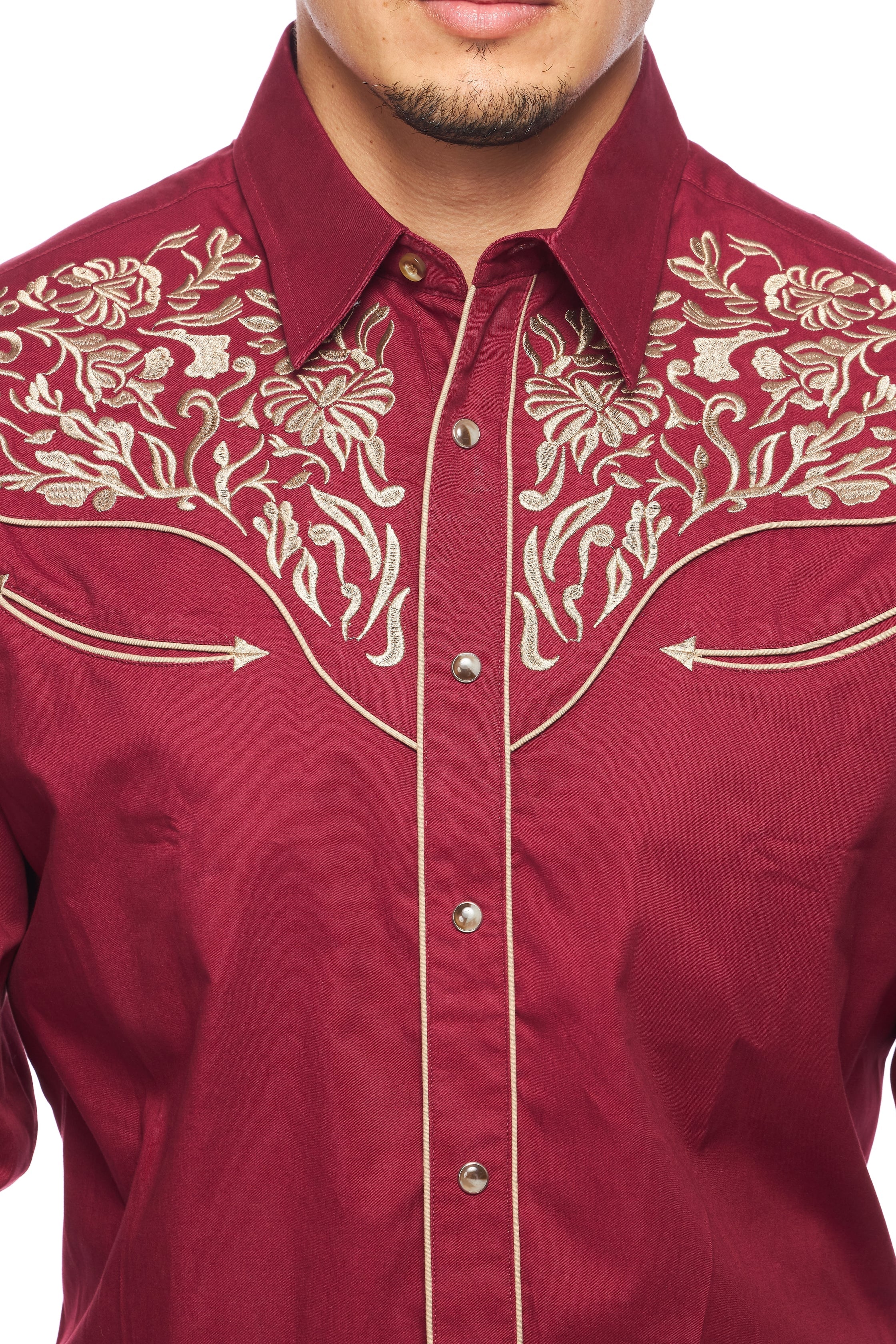 Men's Western Cowboy Embroidery Shirt -PS500L-563