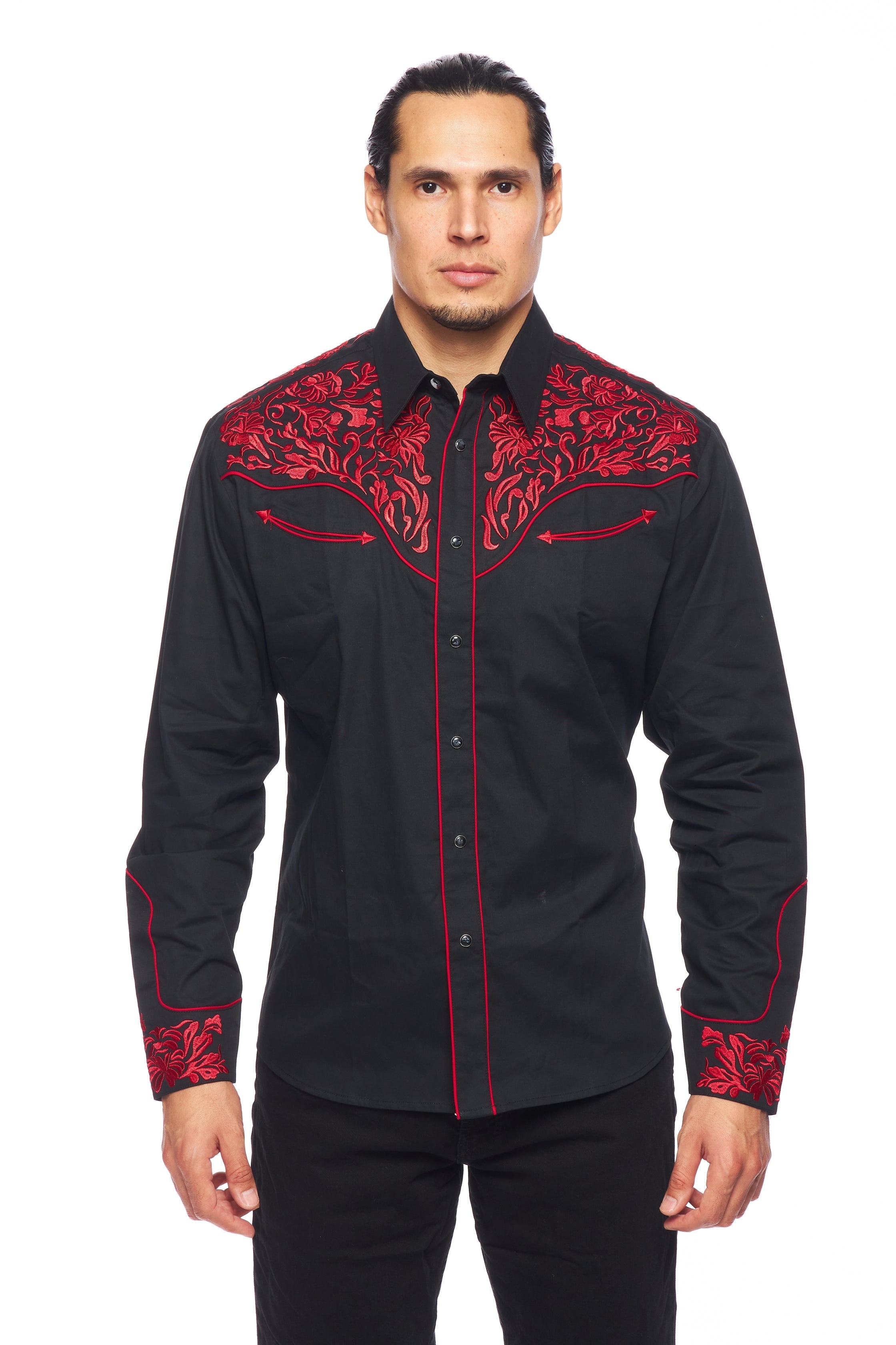 Men's Western Cowboy Embroidery Shirt -PS500L-564