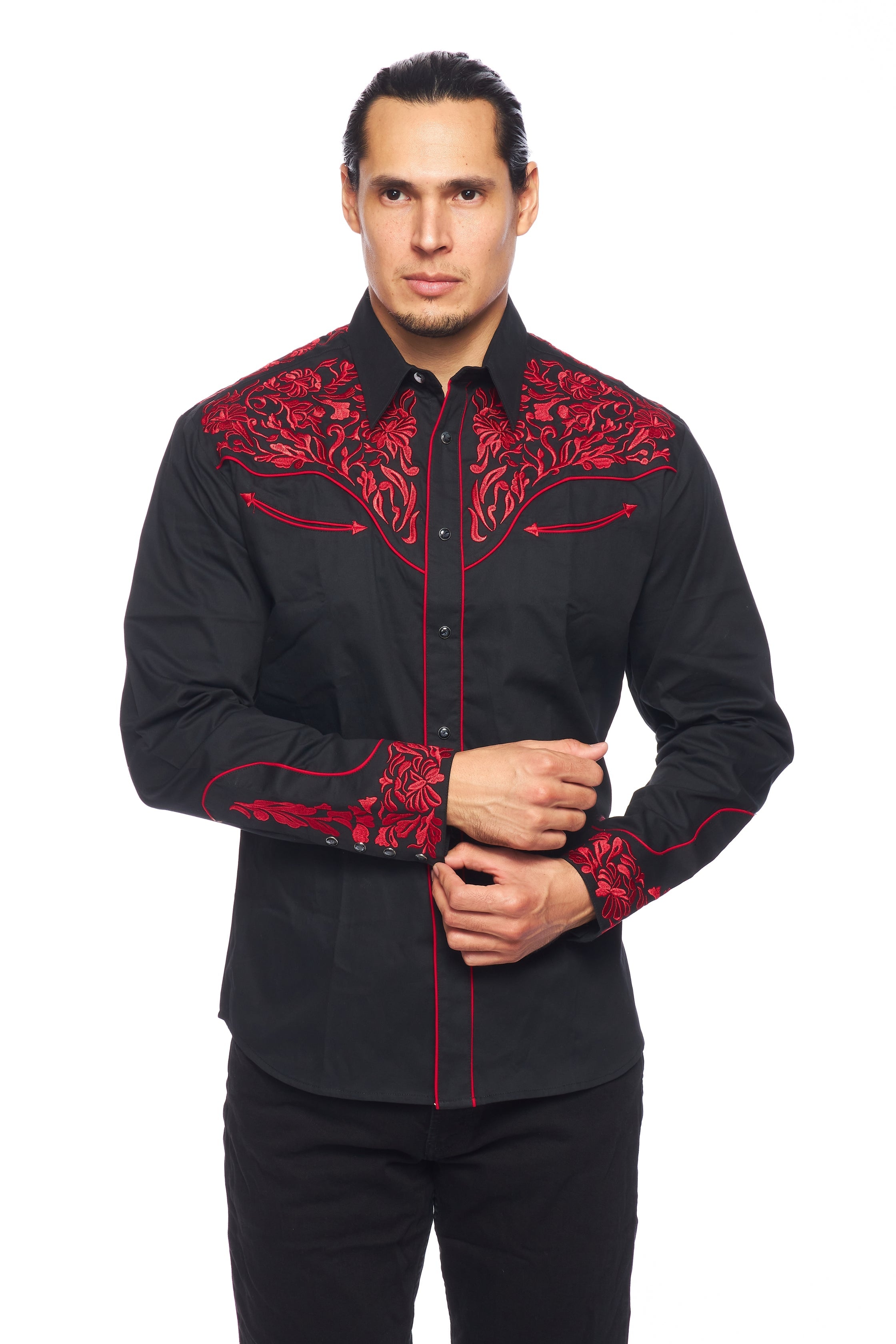 Men's Western Cowboy Embroidery Shirt -PS500L-564