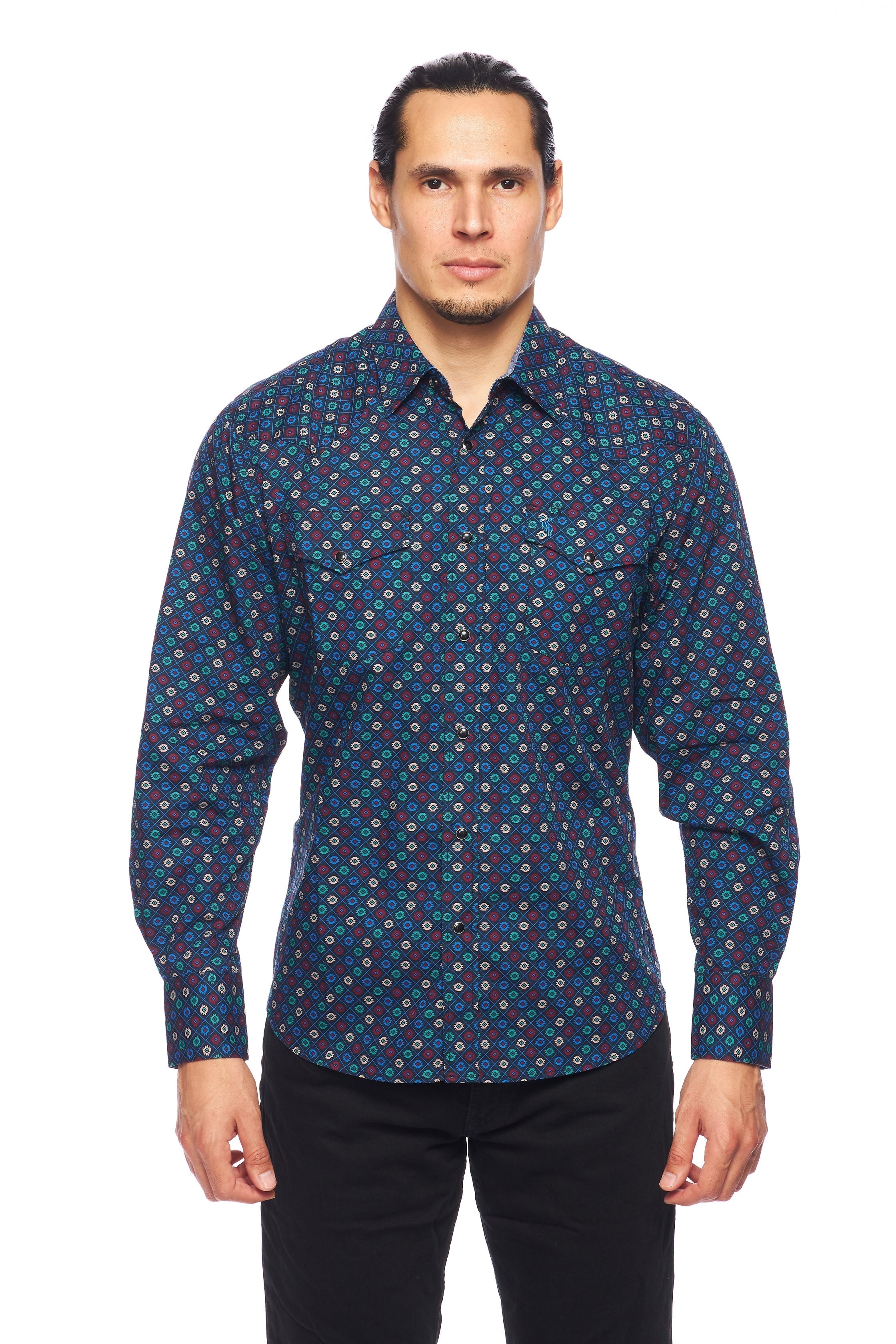 Men's Western Pearl Snap Print Shirt - PS100L-165