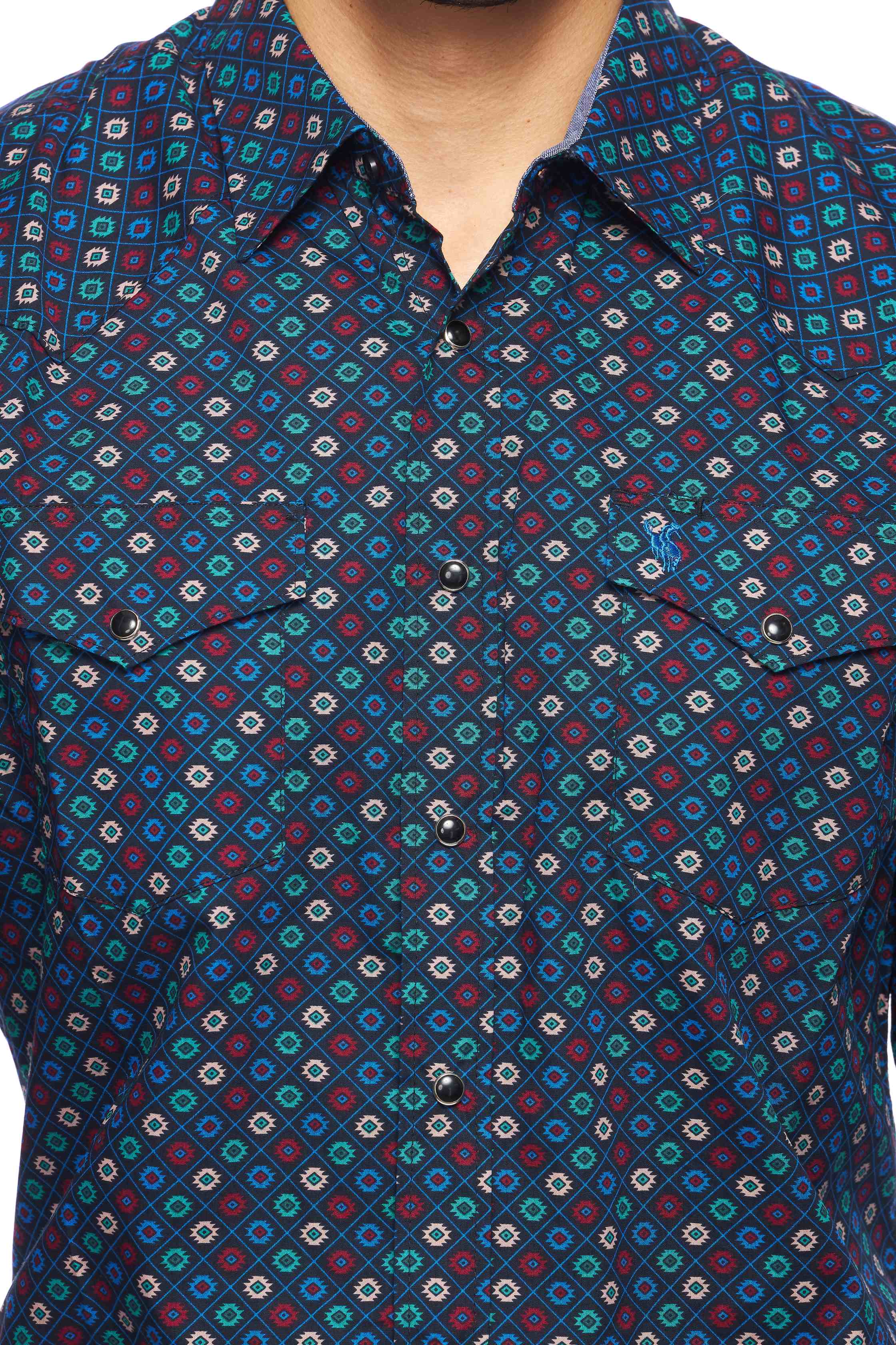 Men's Western Pearl Snap Print Shirt - PS100L-165