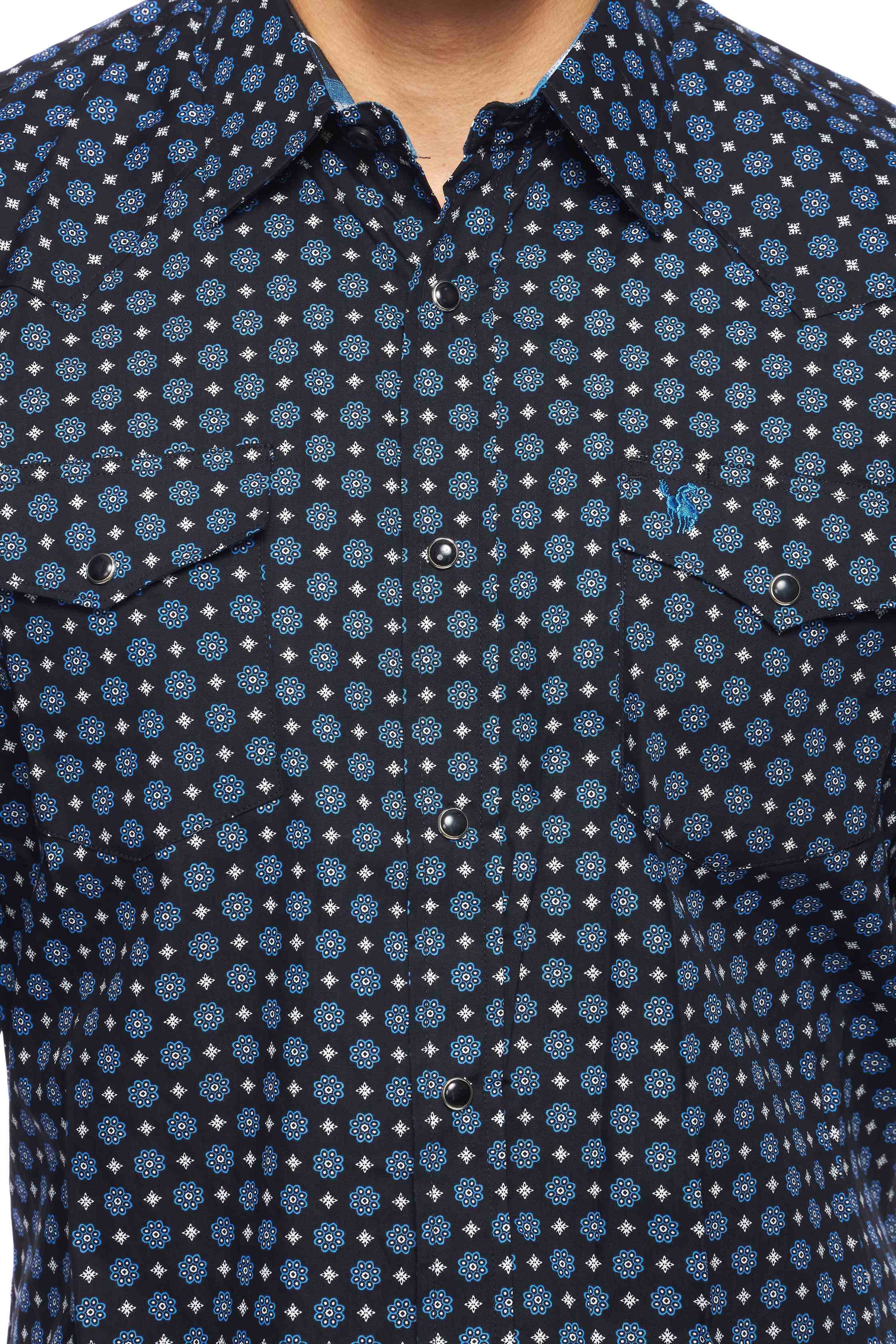 Men's Western Pearl Snap Print Shirt - PS100L-163