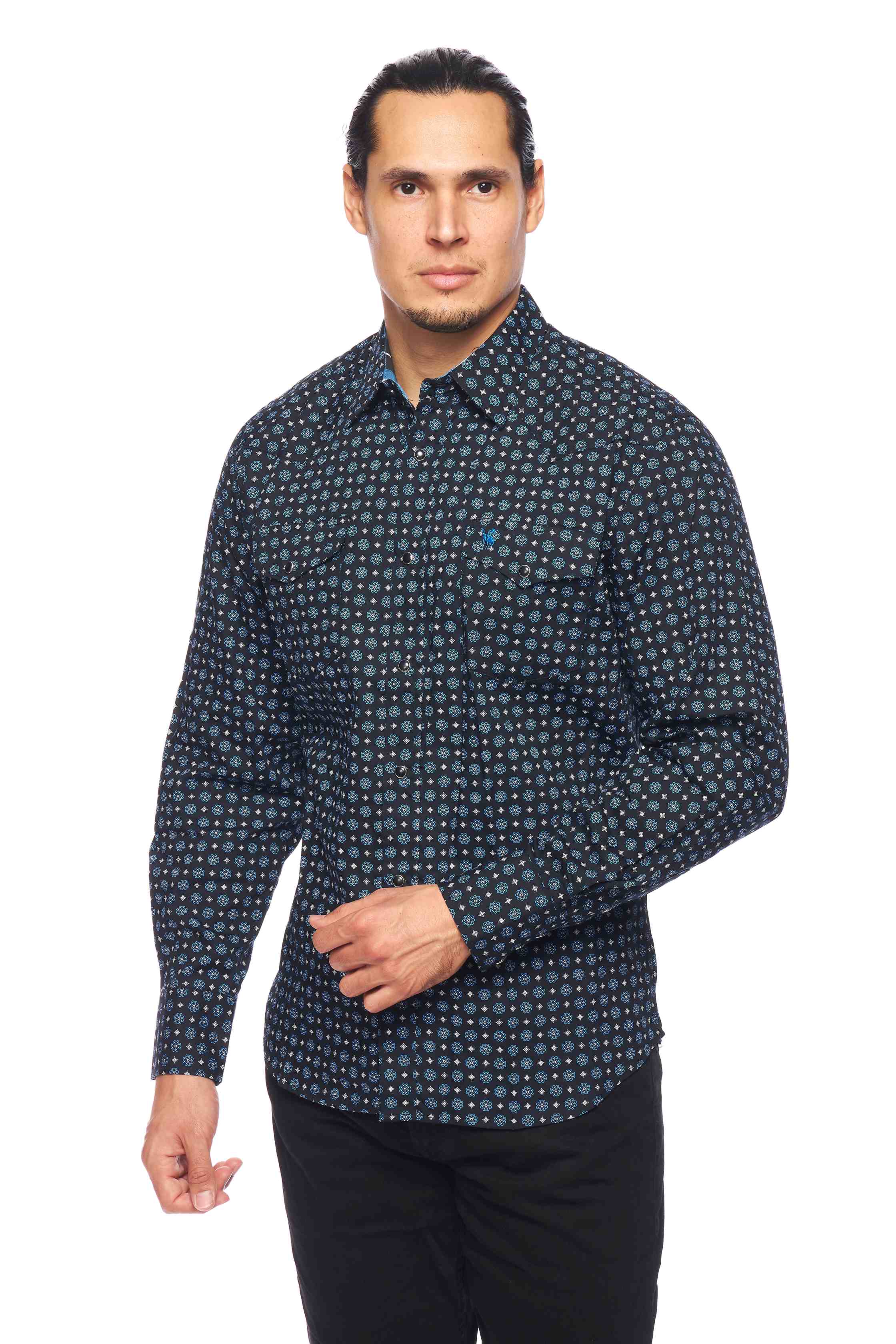 Men's Western Pearl Snap Print Shirt - PS100L-163