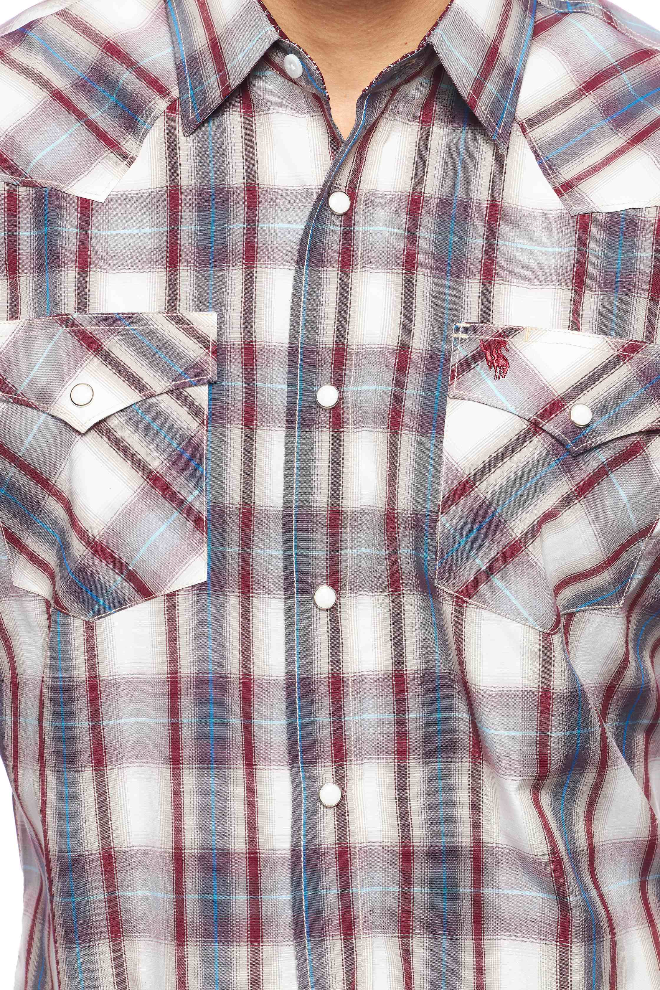 Men's Western Long Sleeve Pearl Snap Plaid Shirt - PS400-406