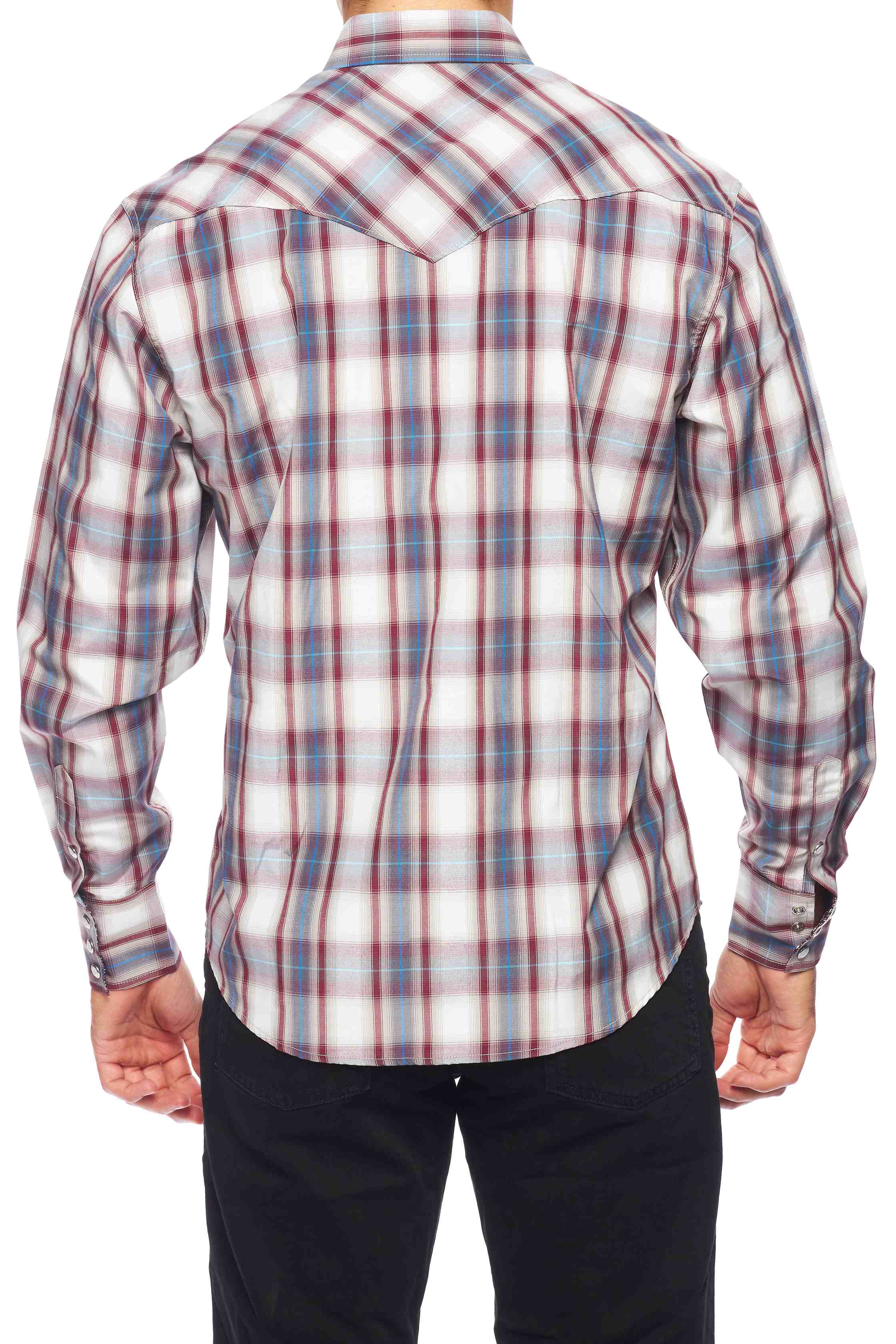 Men's Western Long Sleeve Pearl Snap Plaid Shirt - PS400-406