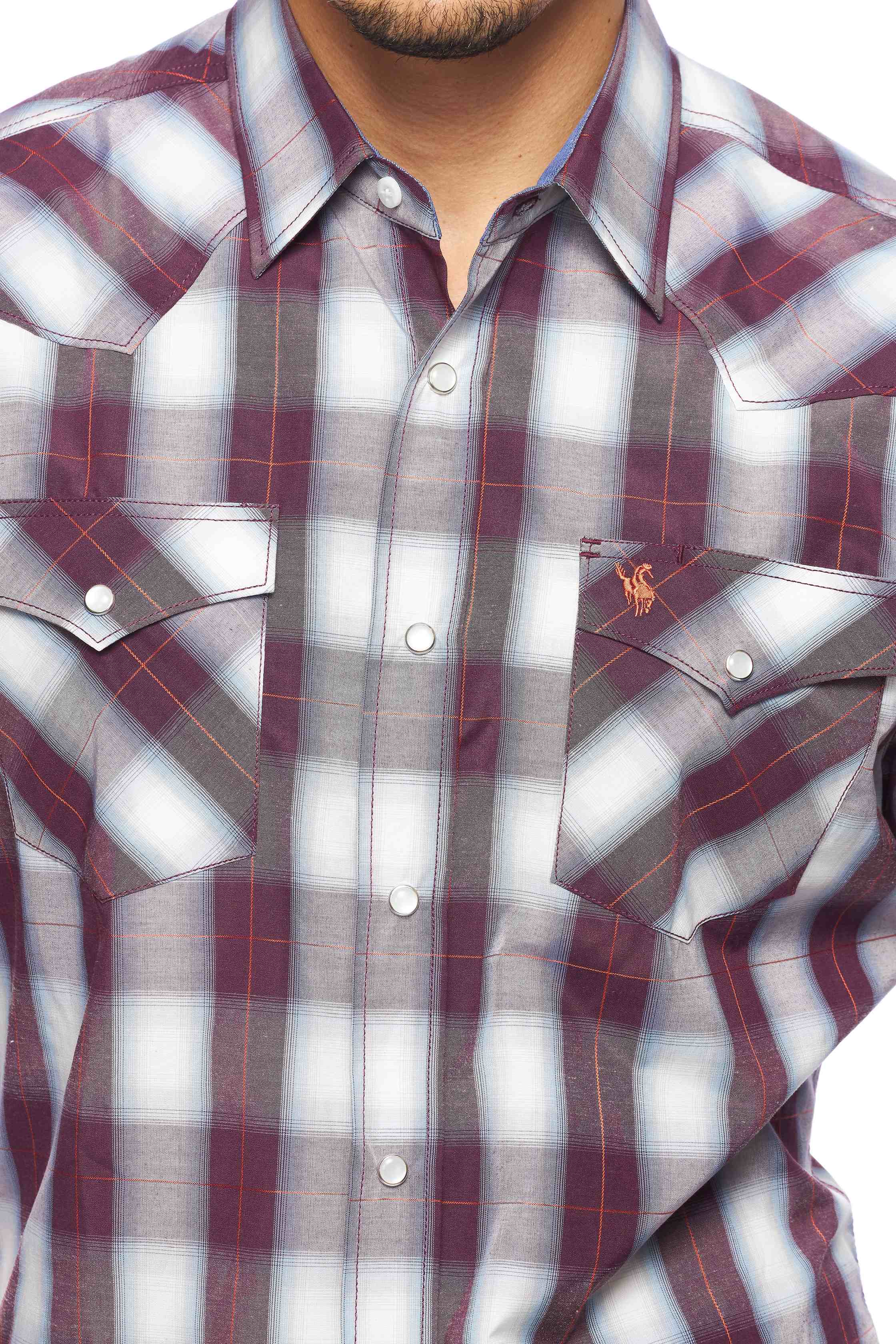 Men's Western Long Sleeve Pearl Snap Plaid Shirt - PS400-405